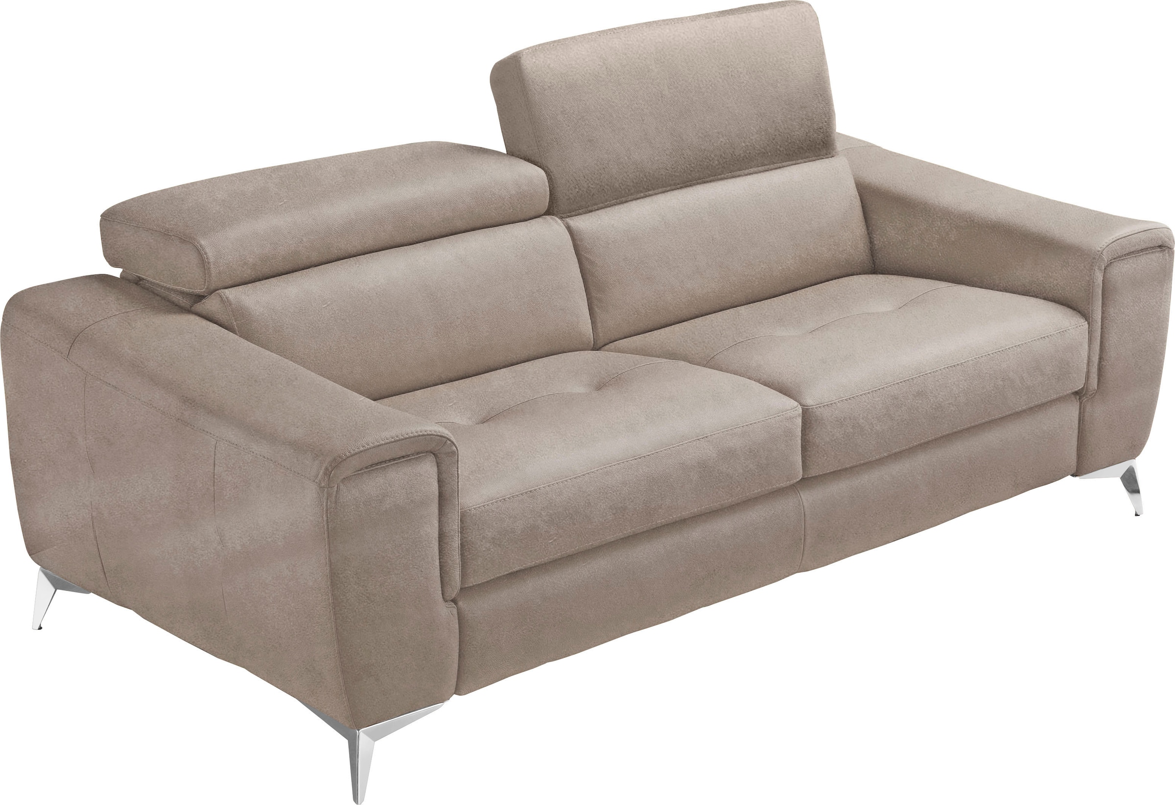 Egoitaliano 2,5-Sitzer »Francine, Designsofa, Loungesofa, Breite 213 cm, Fußfarbe chrom«, Designfuß, Luxus-Microfaser Lederoptik, opal grau