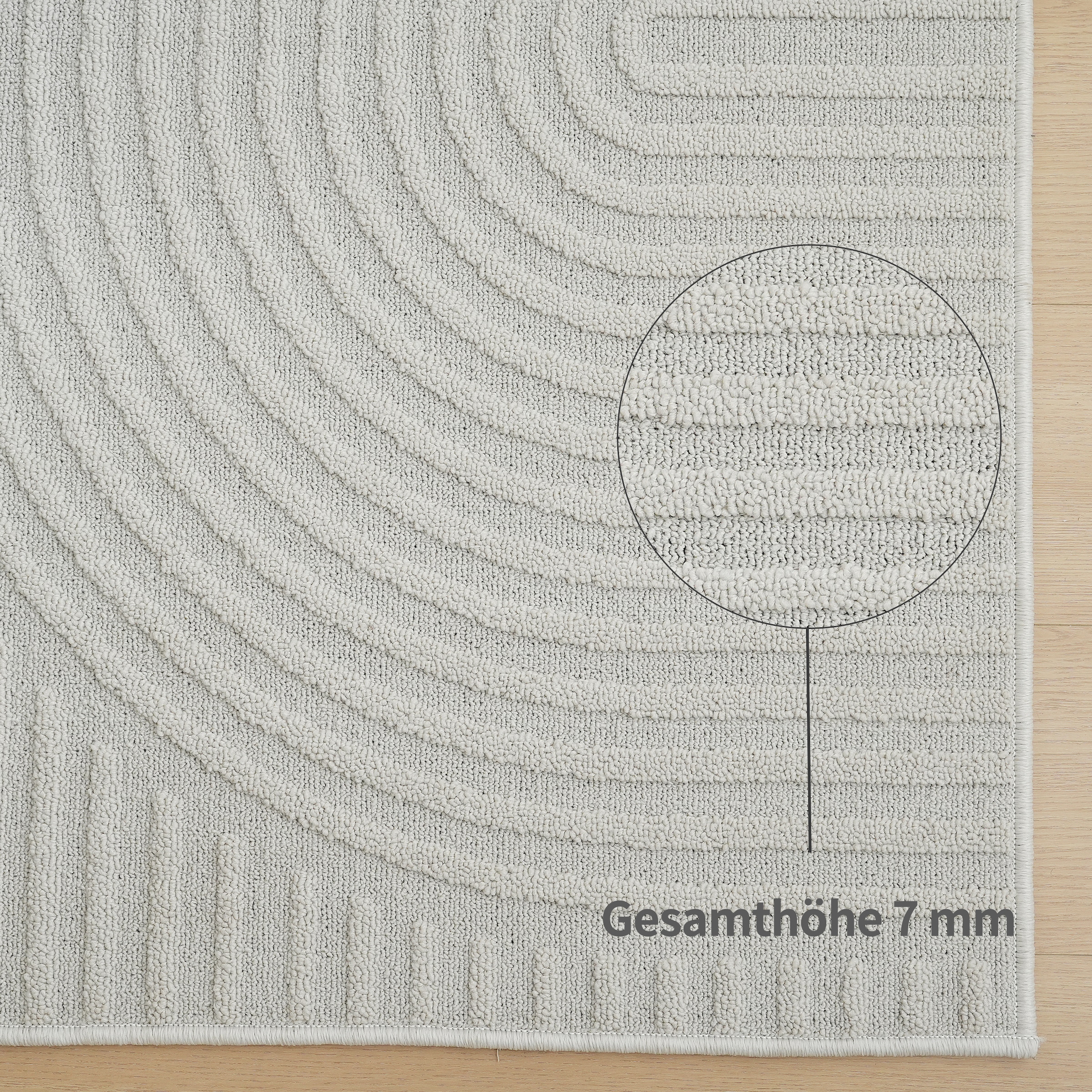 my home Teppich »Jola Hoch-Tief-Design, Scandi-Look, Zen«, rechteckig, 7 mm Höhe, Boho, Modern, 3D, Wohnzimmer, Schlafzimmer, wasserabweisend