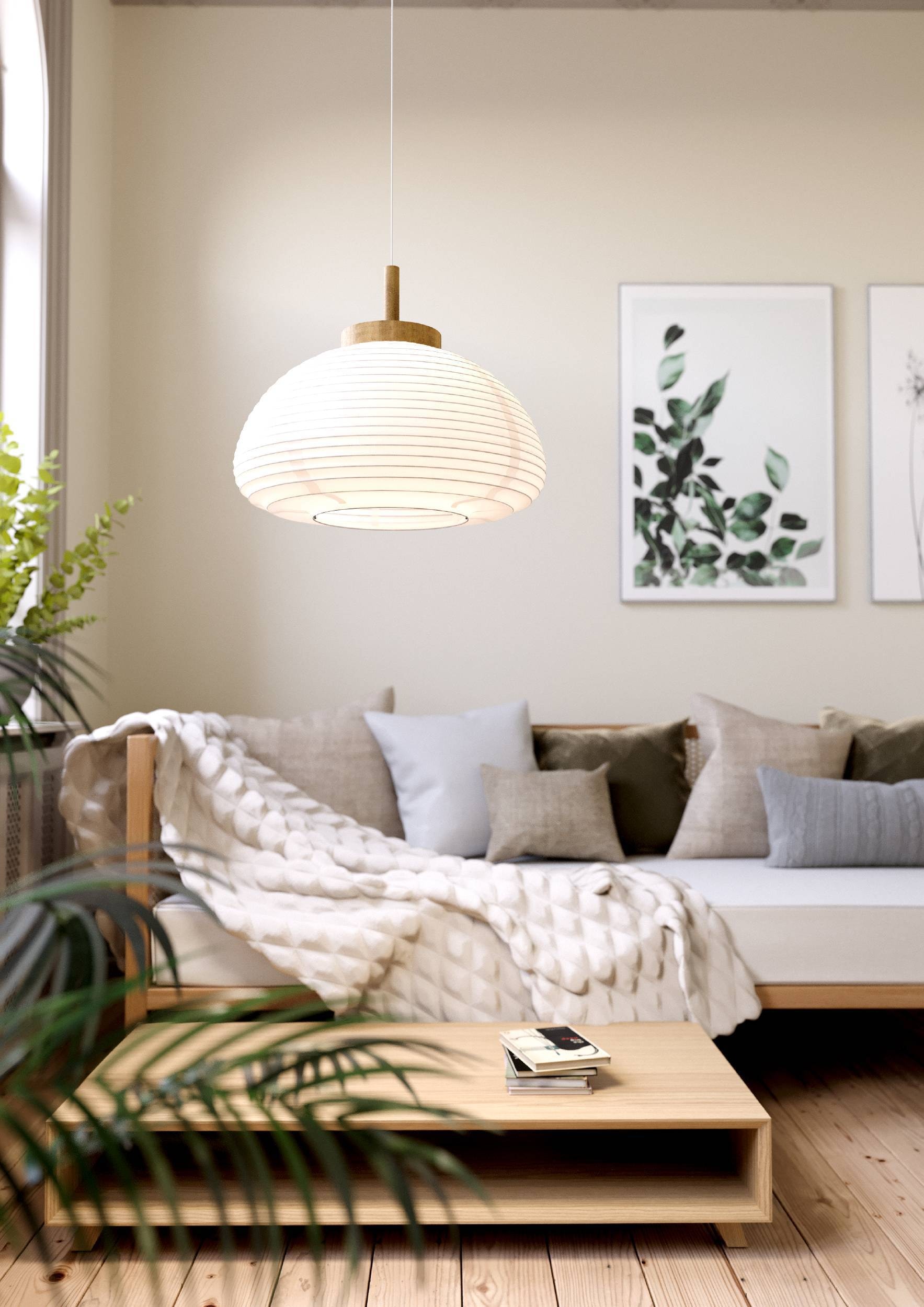 EGLO Hängeleuchte »Summerhill Hängelampe 1-fach, Japan-Stil, Metall, Holz und Papier, E27« E27 1 Stk.