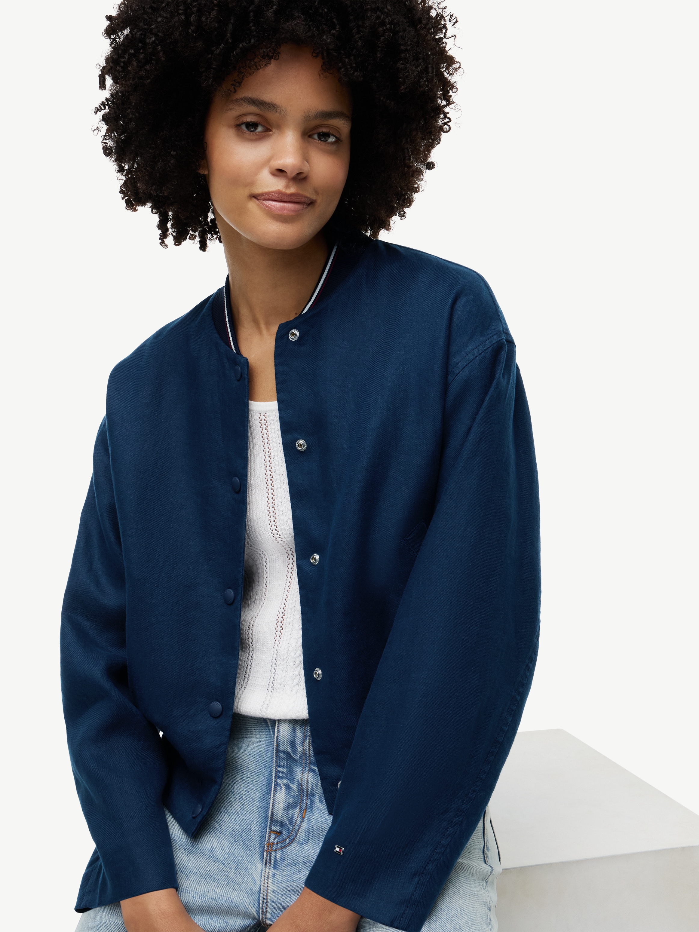 Tommy Hilfiger Bomberjacke »RWB LINEN BOMBER« Leinen
