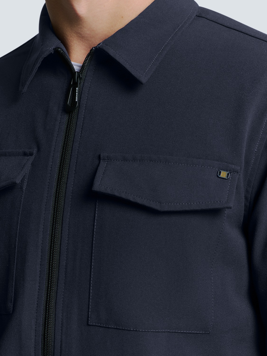 NO EXCESS Langarmhemd »No Excess Stretch Overshirt mit Reißverschluss«