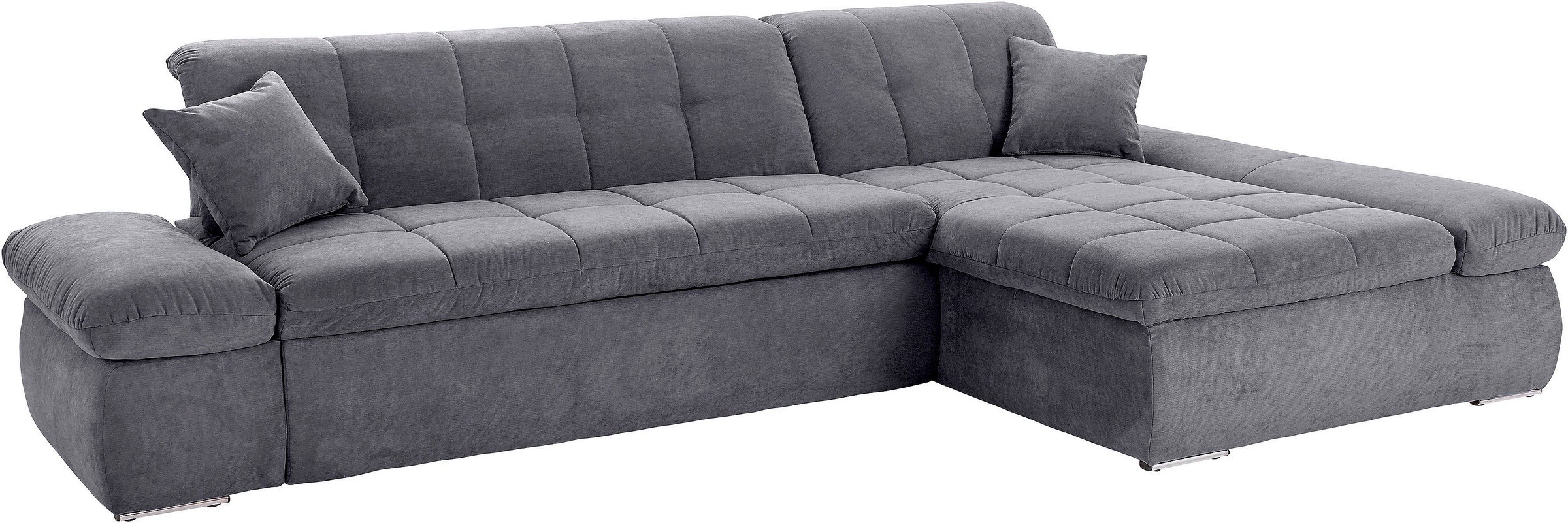 DOMO collection Ecksofa "MORIC Massiv - Belastbar bis 140 kgxSitz, 300x172 cm, XXL-Format" L-Form, Chenilleoptik, grau