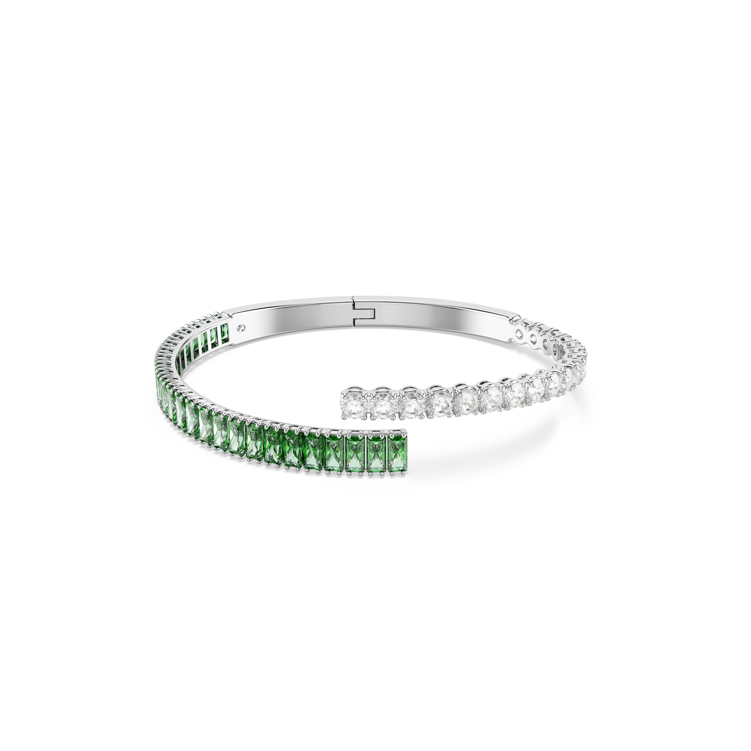 Armspange SWAROVSKI "Schmuck Geschenk Matrix Armreif" Gr. M, weiß (metallfarben, kristallweiß, grün, kristallweiß, grün), Armbänder, Damen, M, Metall, Armspange, mit Swarovski Kristall, Zirkonia (synth.) 4