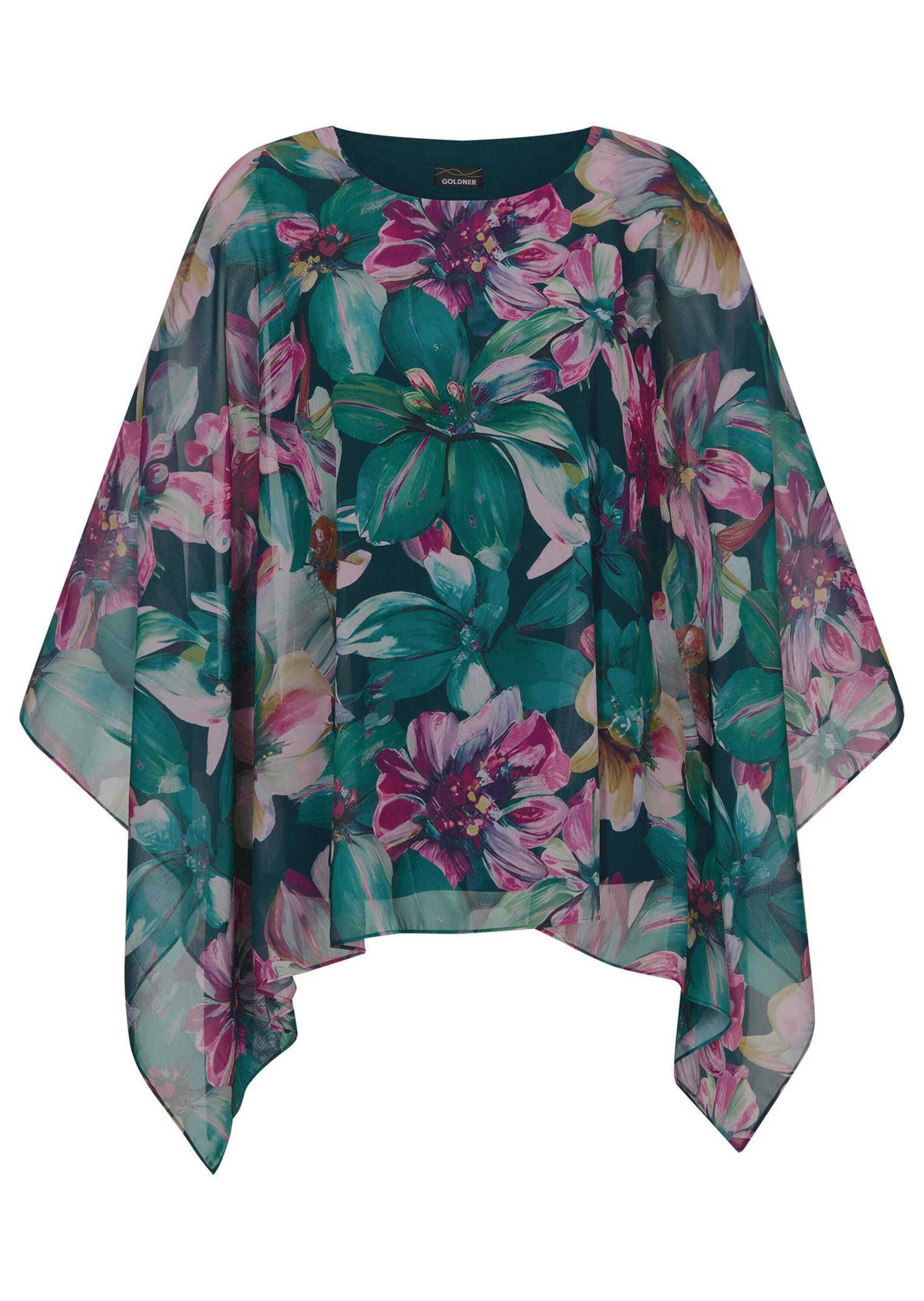 GOLDNER Tunika "Kurzgröße Elegantes Blusenshirt, florales Design" Blumenmuster