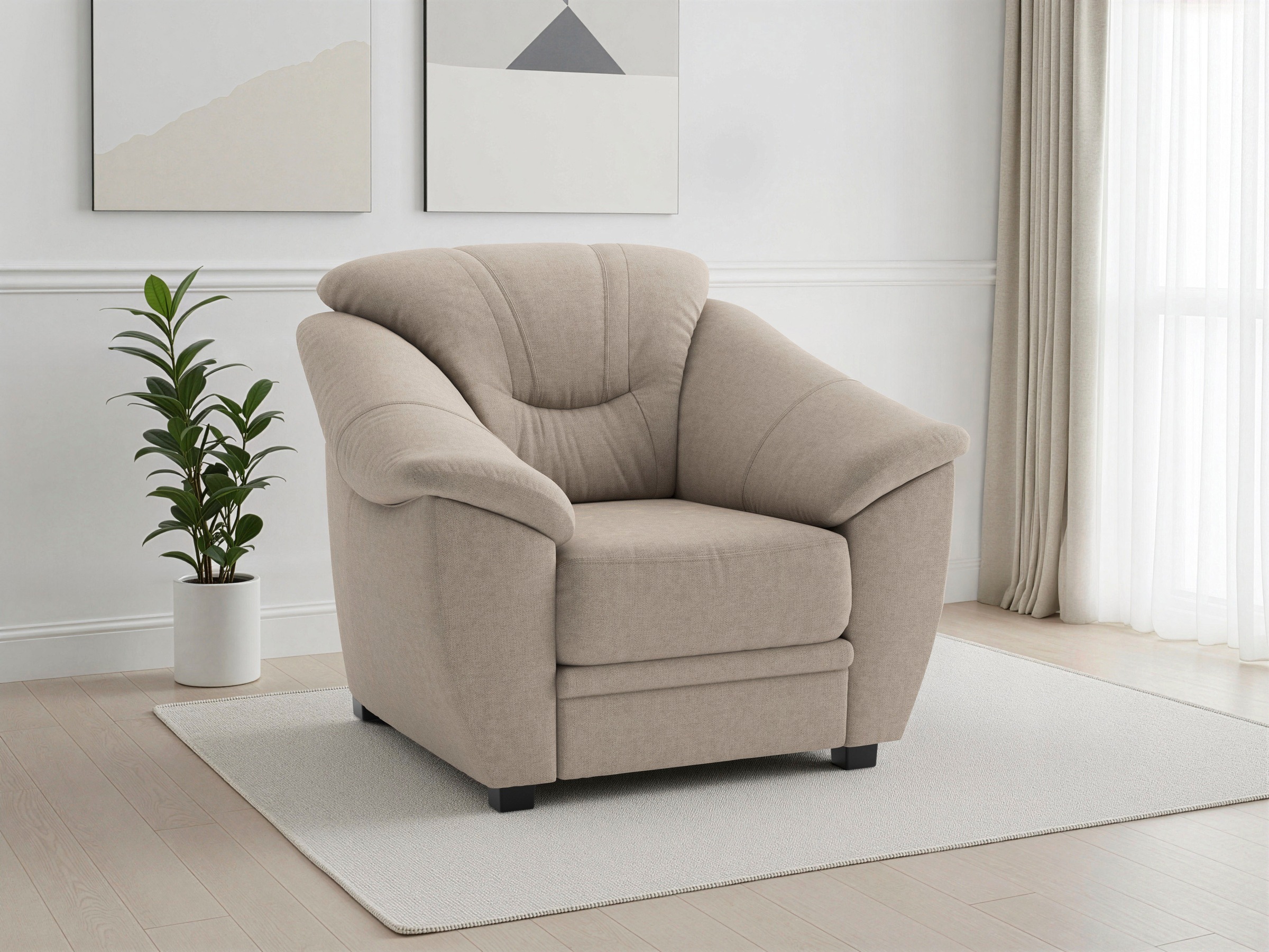 sit&more Sessel "Savona, B: 103 cm, Federkern-Polsterung, komfortable Sitzhöhe 46 cm" Bequeme Armlehnen, Ziernähte, frei im Raum stellbar, zeitloses Design