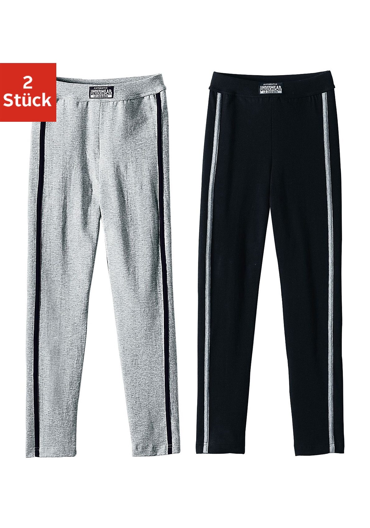 AUTHENTIC LE JOGGER Lange Unterhose unifarben, mit Kontrastbesatz und Markenlabel, eng anliegende Beinform