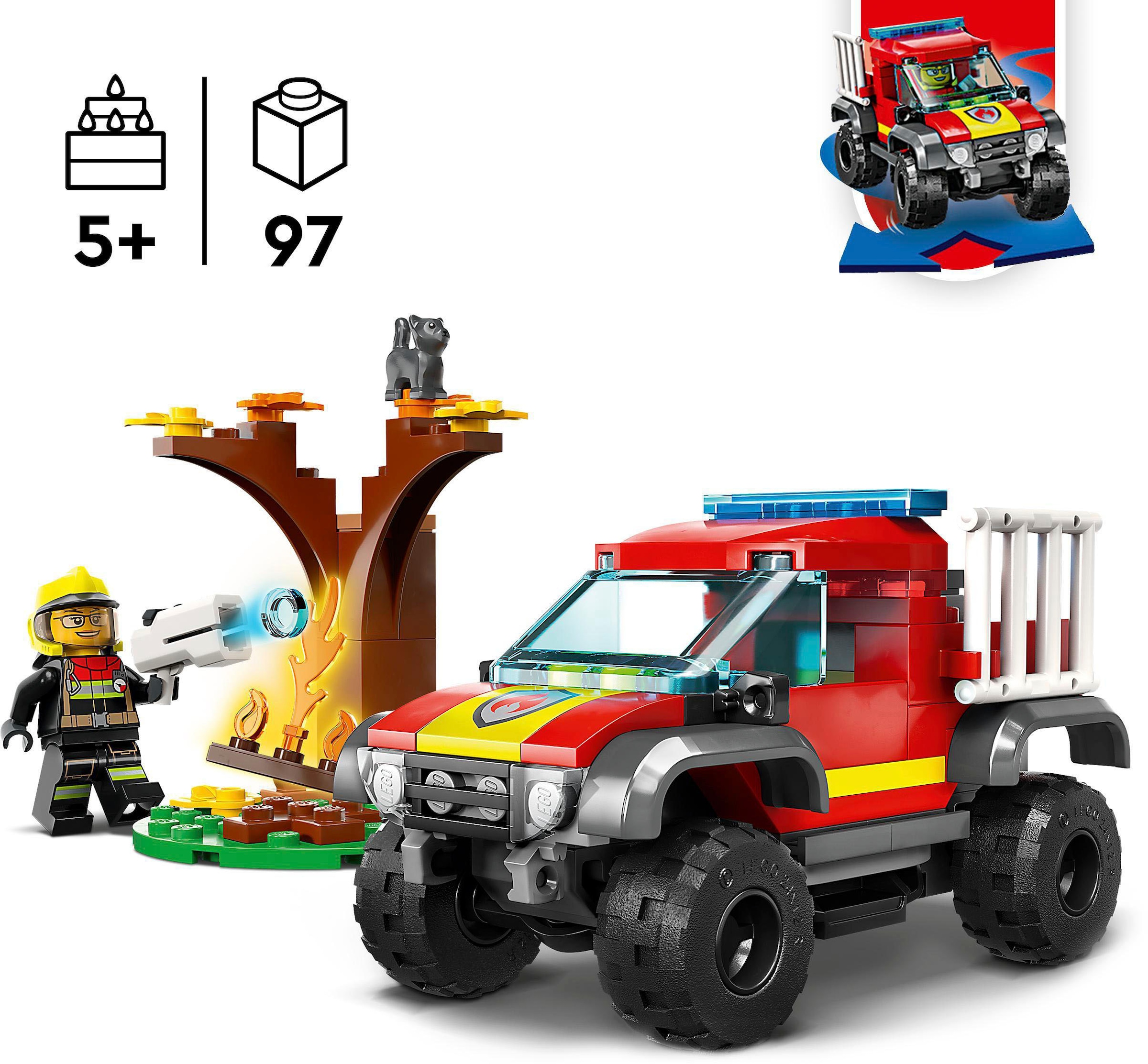 LEGO® Konstruktionsspielsteine »Feuerwehr-Pickup (60393), LEGO® City«, (97 St.), Made in Europe