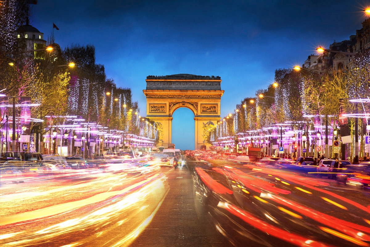 Papermoon Fototapete "Paris Straße bei Nacht"