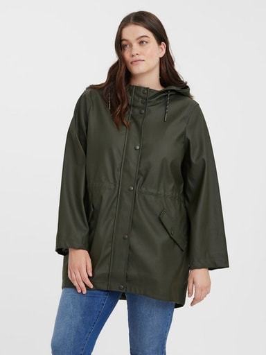 Vero Moda Curve Outdoorjacke »VMCMALOU COATED JACKET CUR NOOS«, mit Kapuze