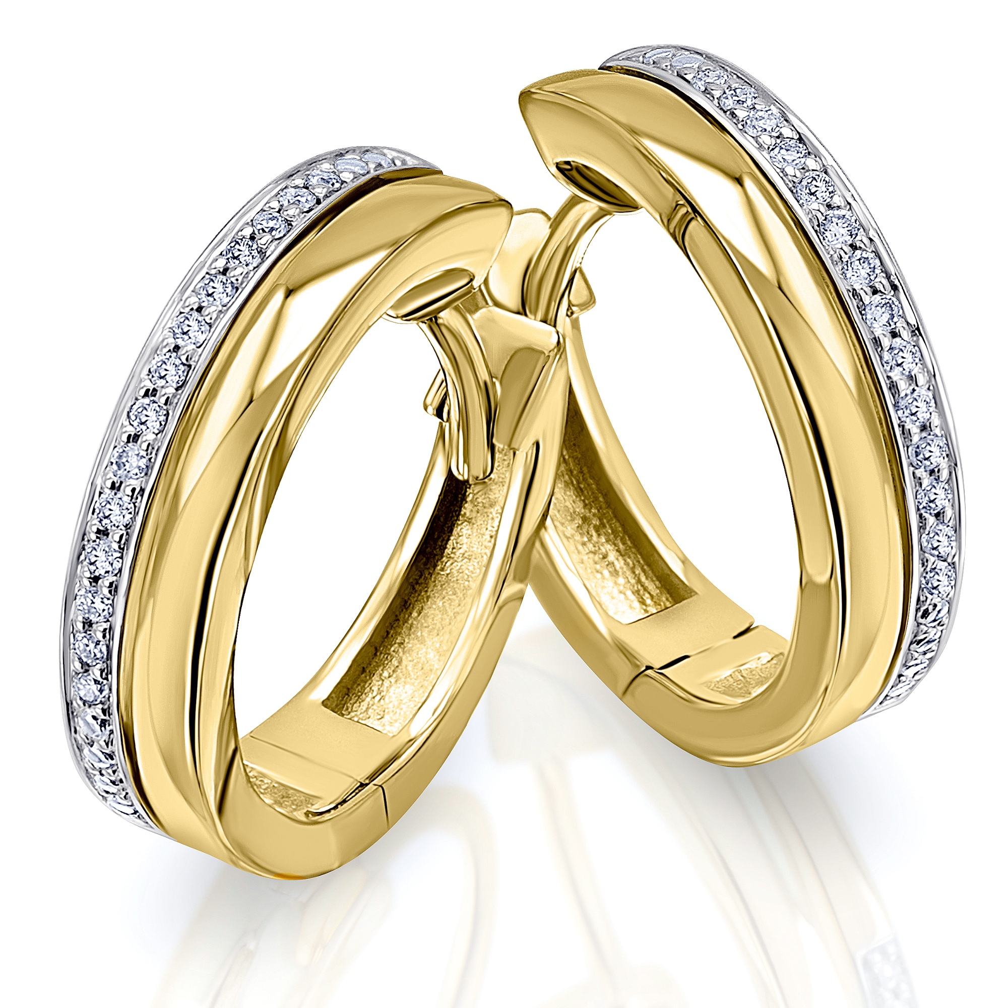 Paar Creolen »0,09 ct Diamant Brillant Ohrringe Creolen aus 585 Gelbgold«, Damen Gold...