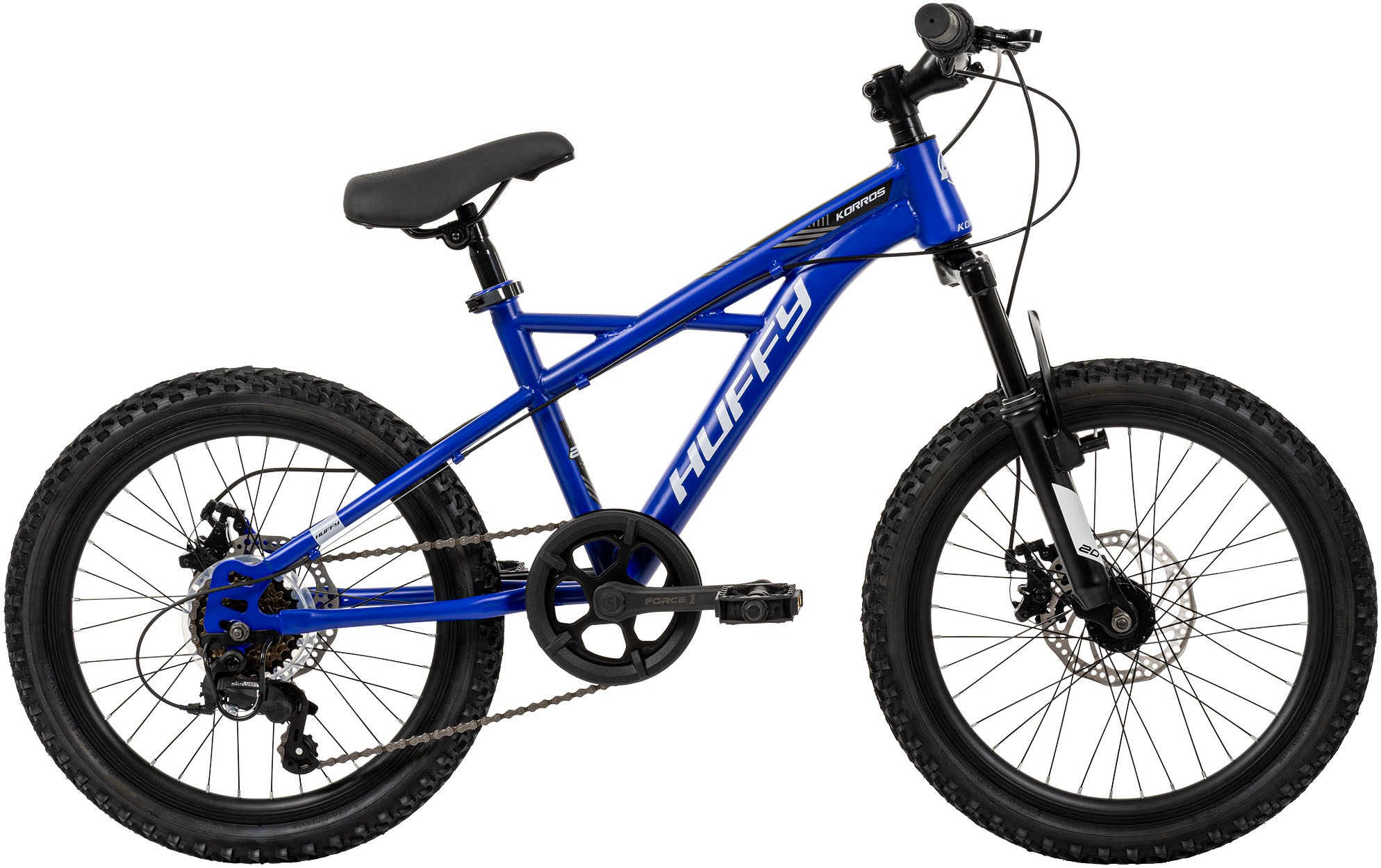 HUFFY Mountainbike "Korros 20-Zoll Hardtail Mountainbike mit 6 Gängen", 28cm, 20 Zoll (50,80cm) hinten: 20 Zoll (50,80cm)blau, Fahrräder
