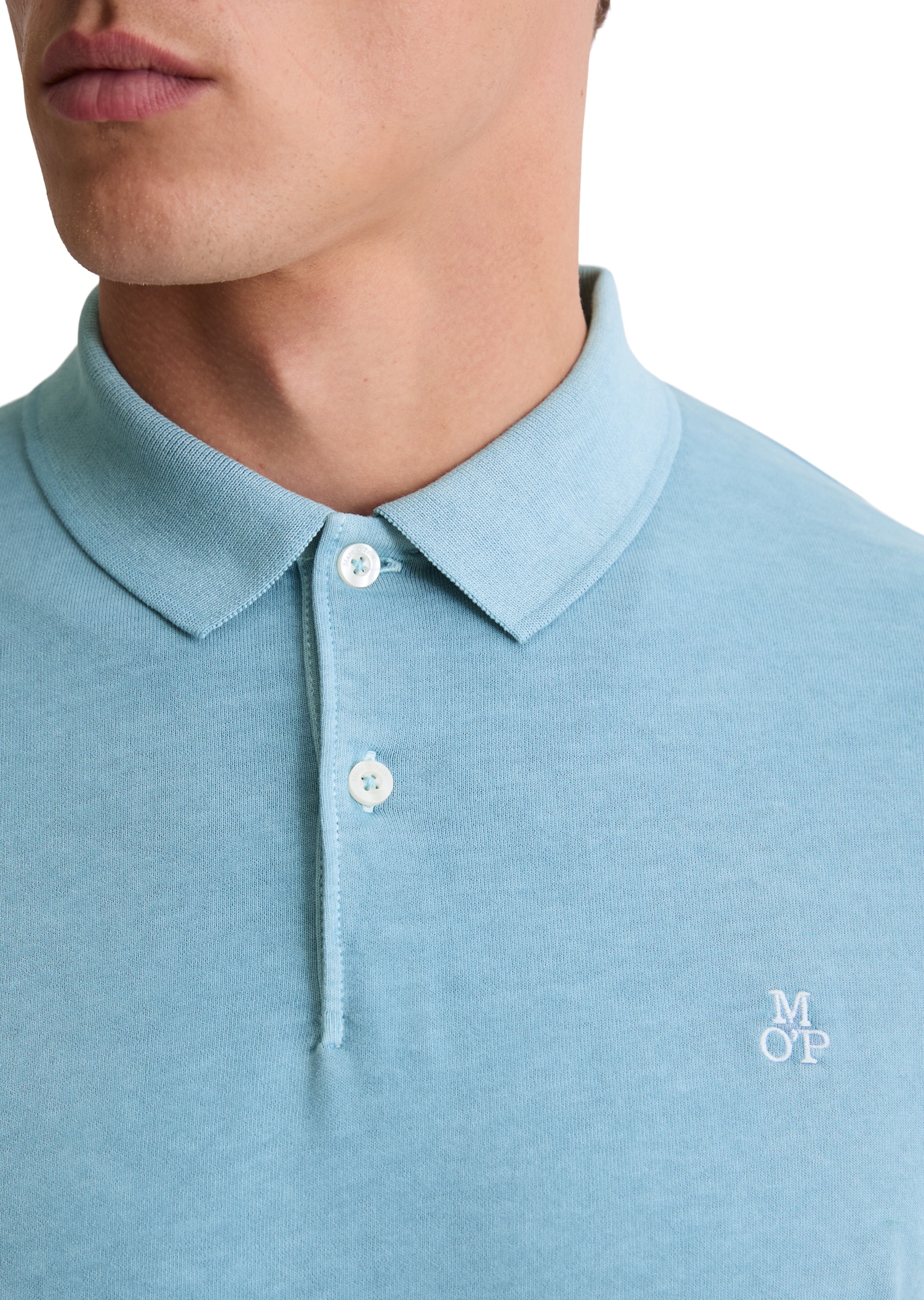 Marc O'Polo Langarm-Poloshirt im Washed-Look