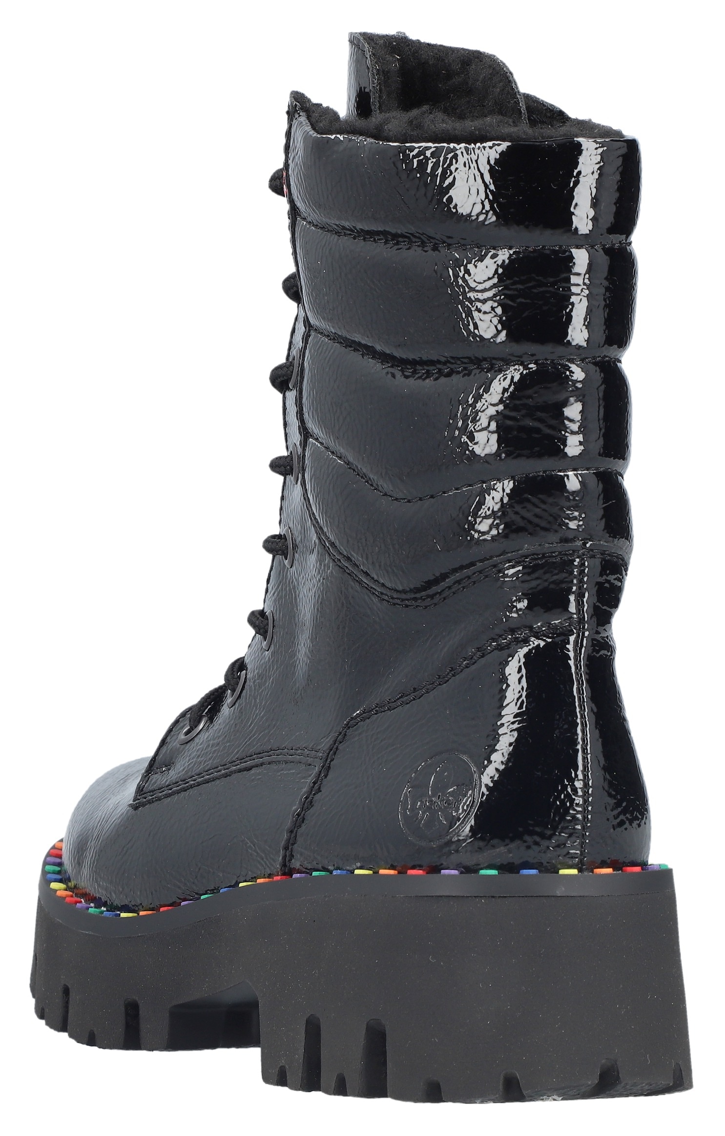 Rieker Winterstiefelette, Plateauboots, Winterboots, Lackstiefelette mit Innen-Reißverschluss