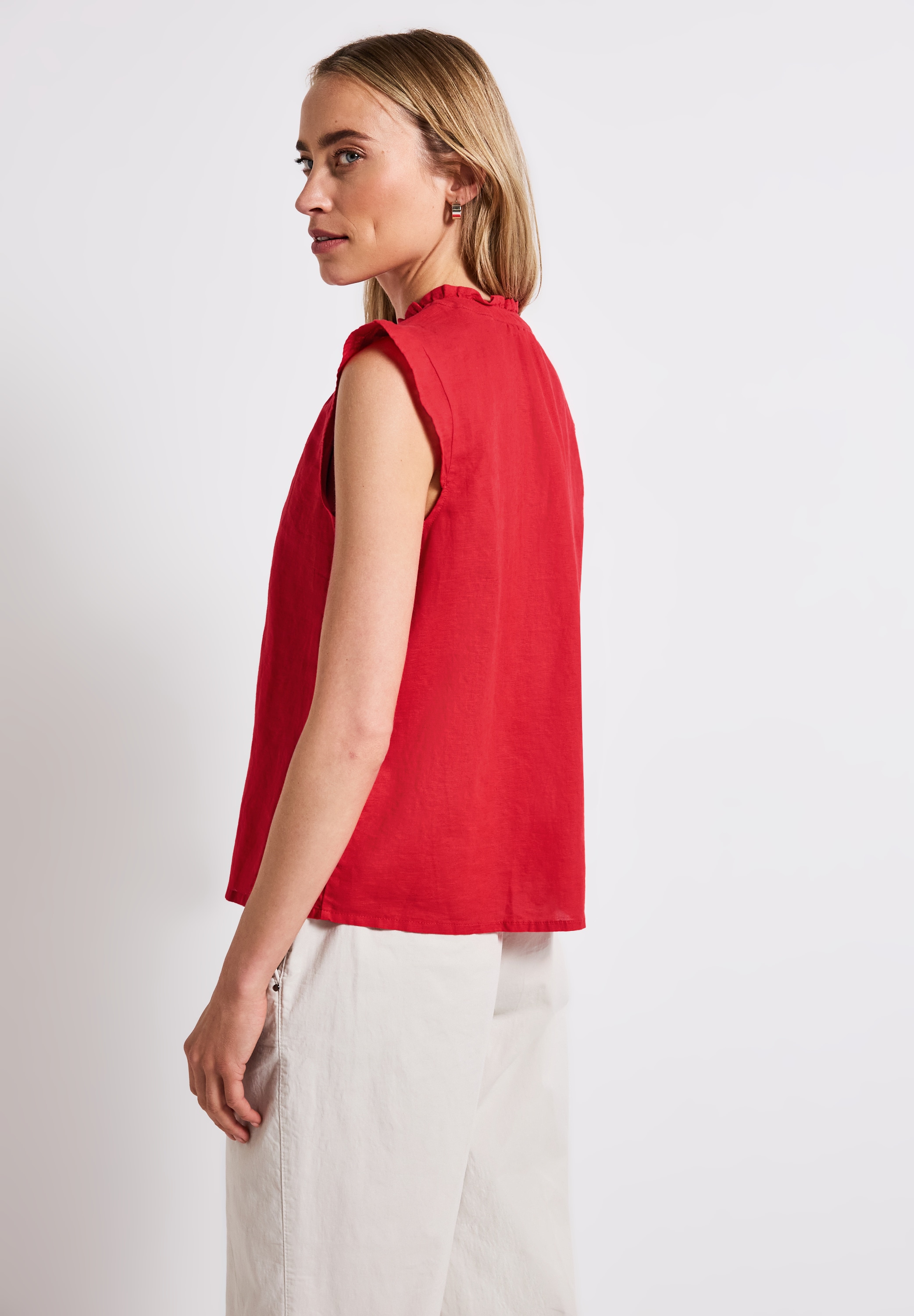 STREET ONE Hemdbluse, ärmellos, mit Rüschen