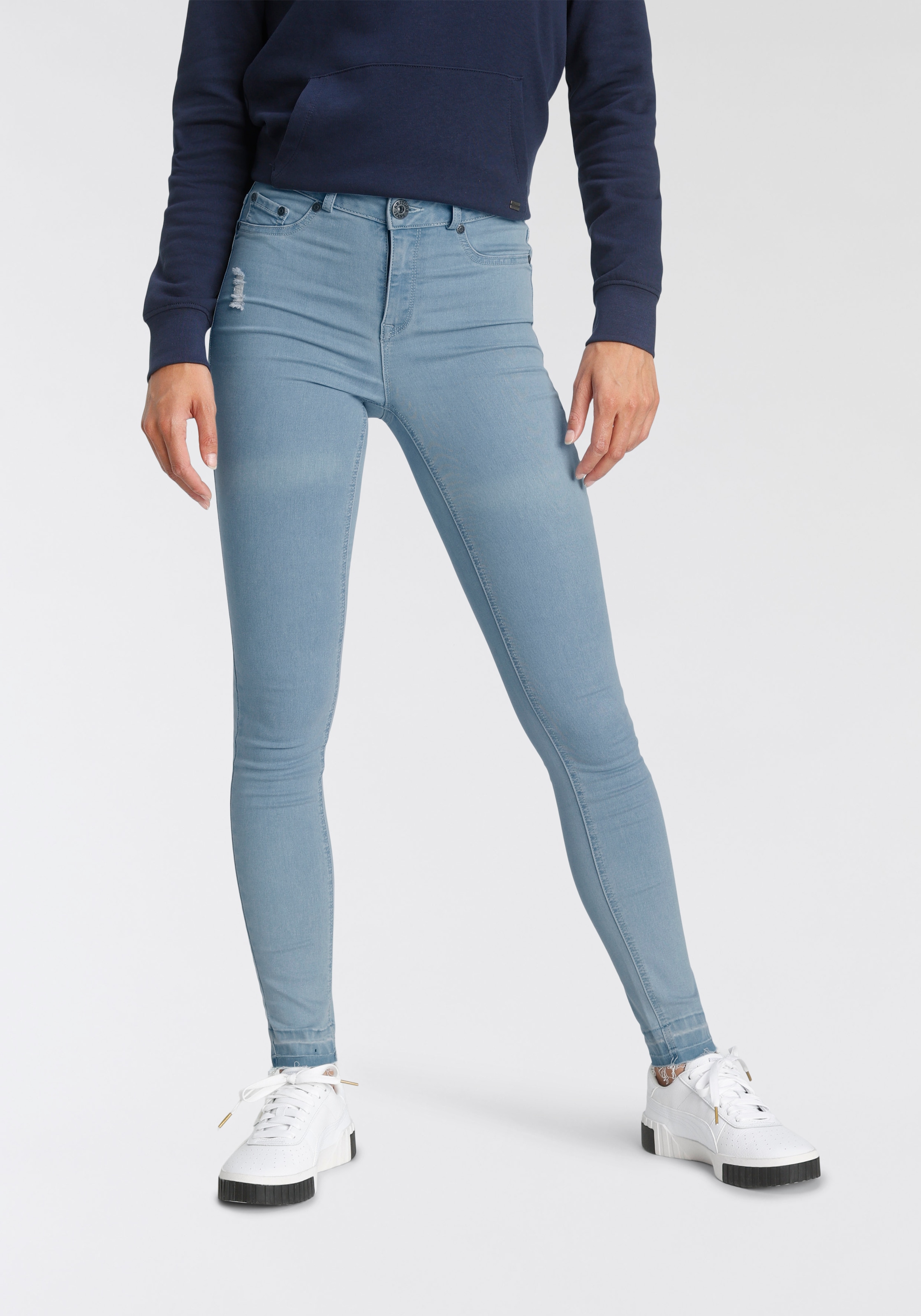 Arizona Skinny-fit-Jeans für kaufen mit »Ultra Stretch«, Waist High | BAUR Saum offenem