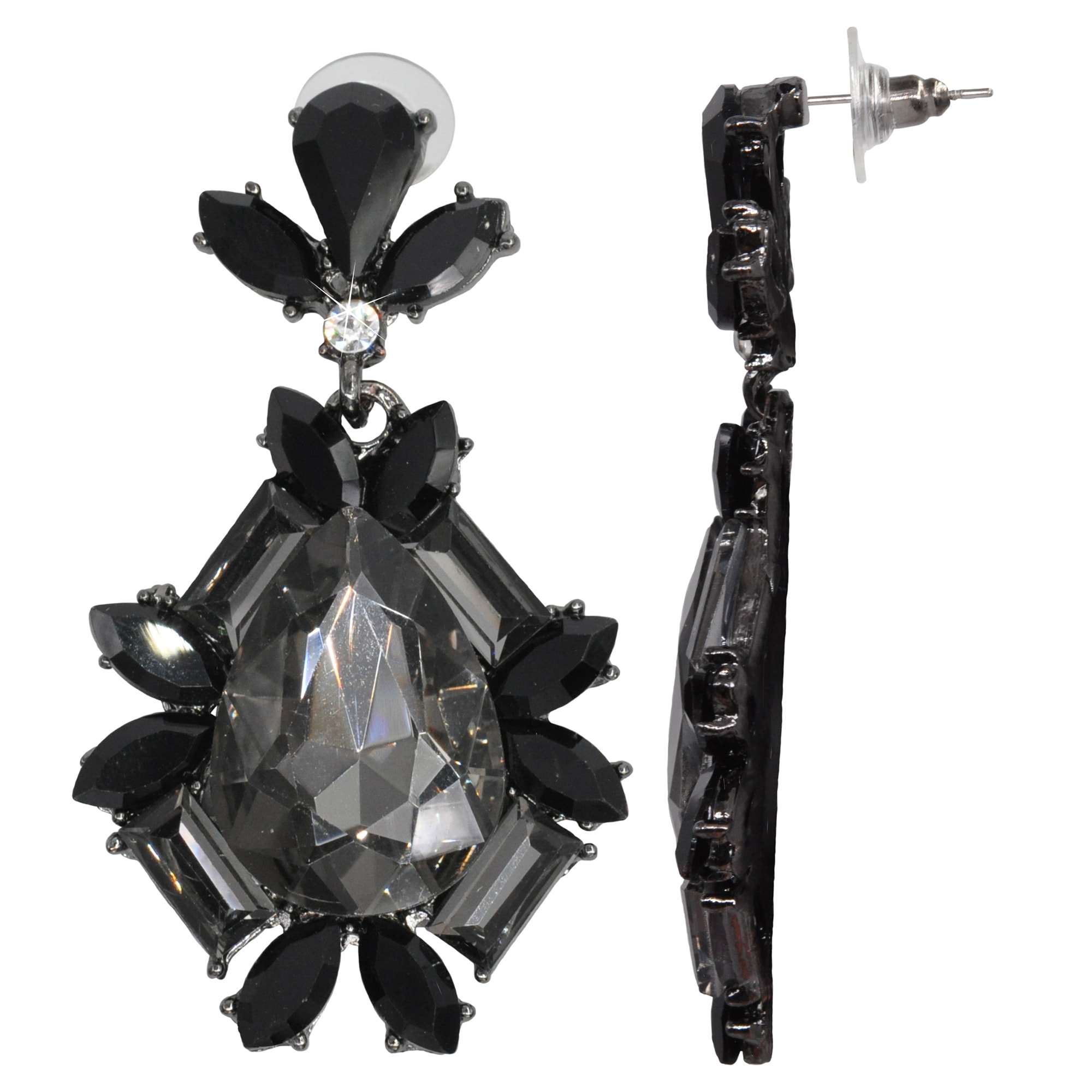 Steuer Paar Ohrstecker "Metall Glasstein Schwarz" günstig online kaufen