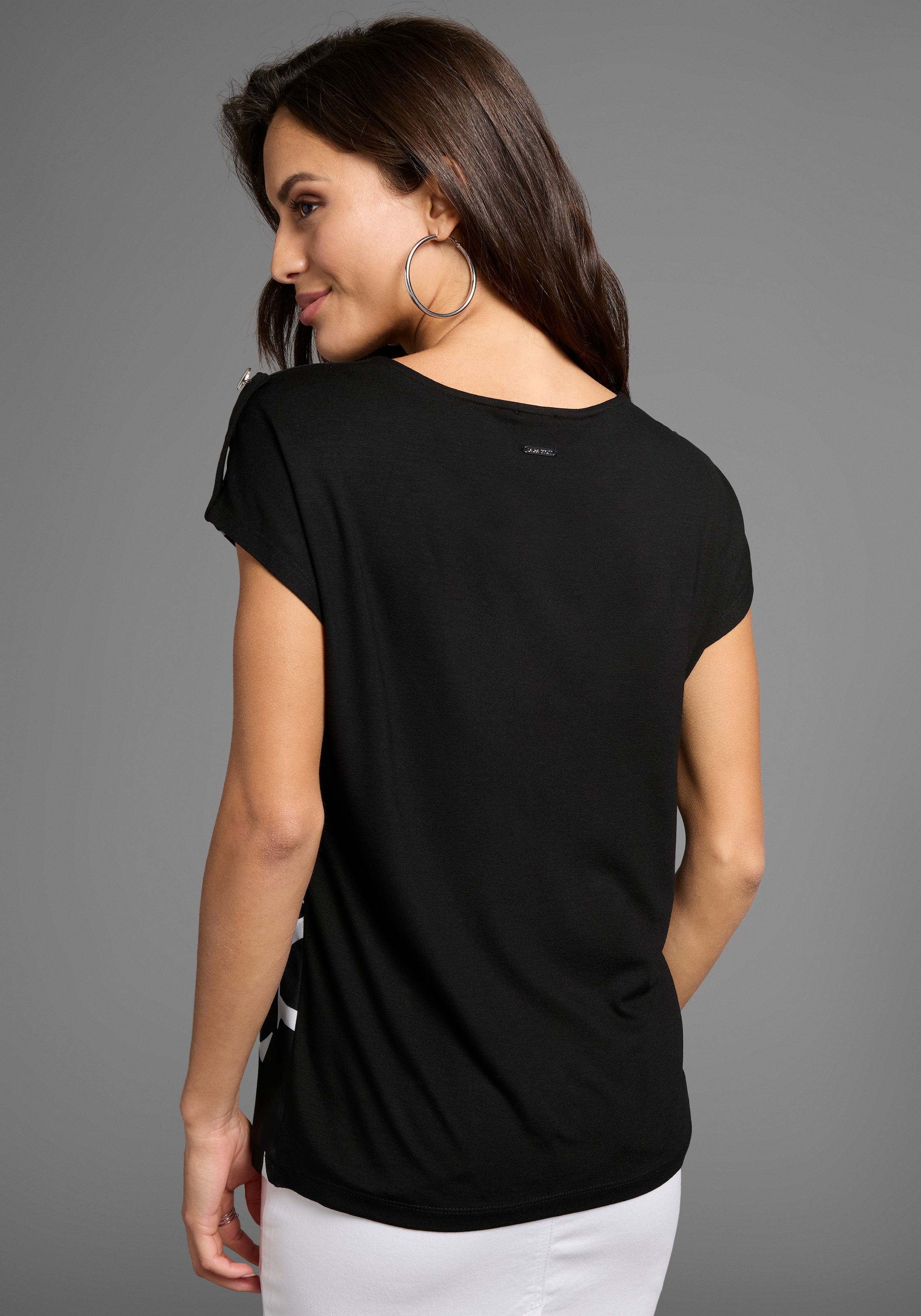 Laura Scott Shirtbluse, mit Buchstaben-Druck auf leichtglänzendem Satin - NEUE KOLLEKTION