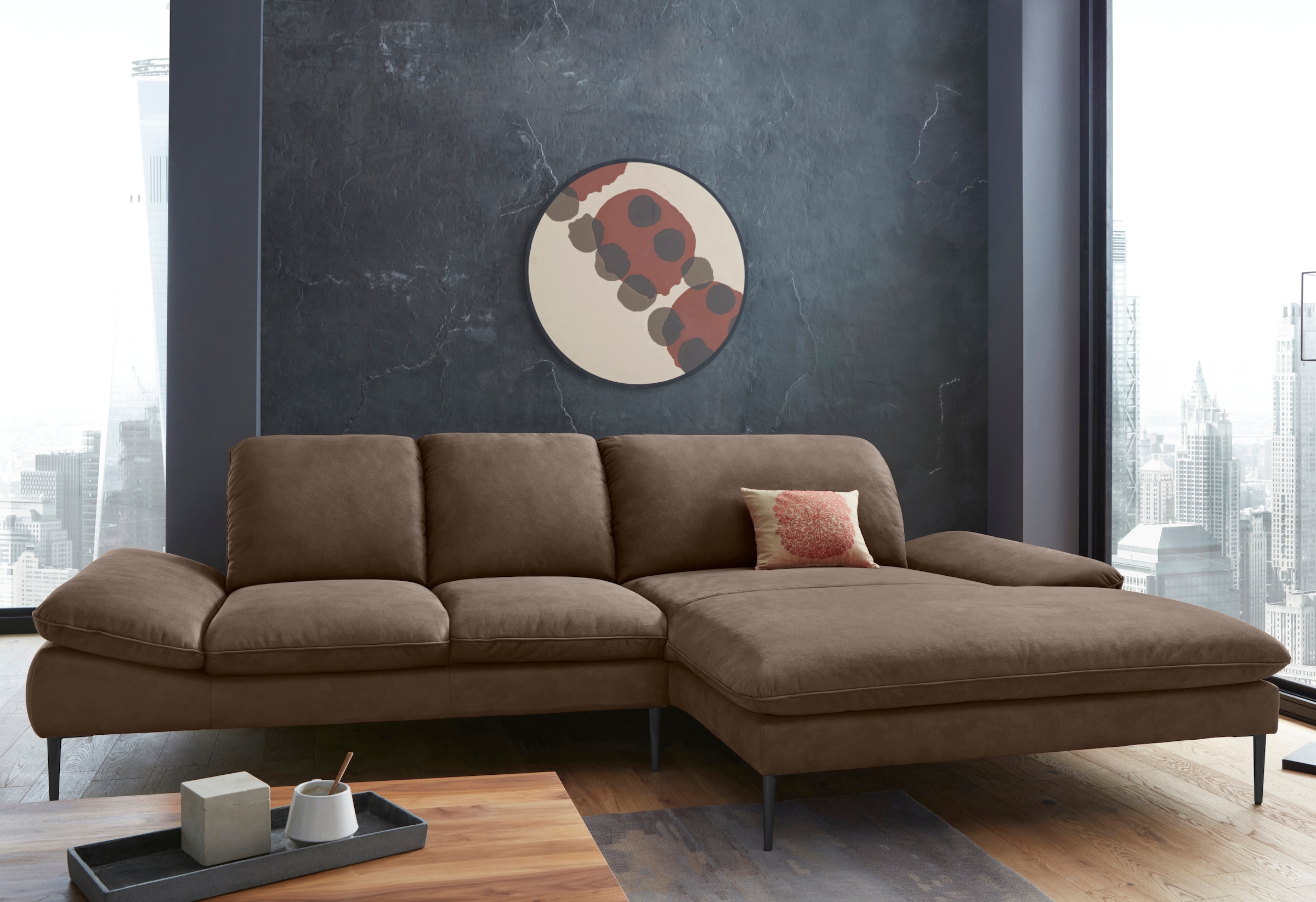 W.SCHILLIG Ecksofa "enjoy&MORE, Designsofa, elegant und bequem, L-Form" Sitztiefenverstellung, Füße schwarz pulverbeschichtet, Breite 310 cm
