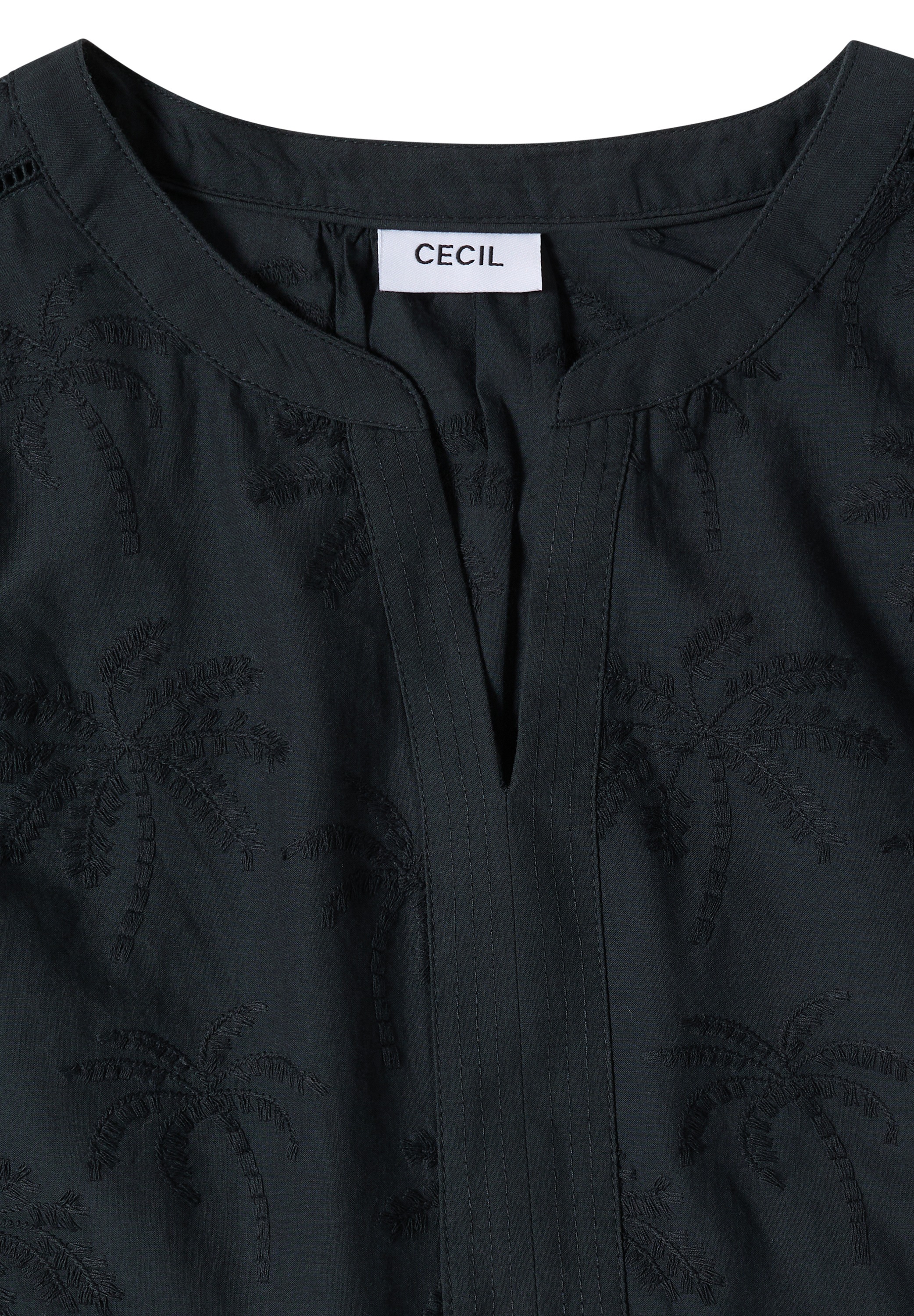 Cecil Kurzarmbluse mit geschlitztem Rundhalsausschnitt