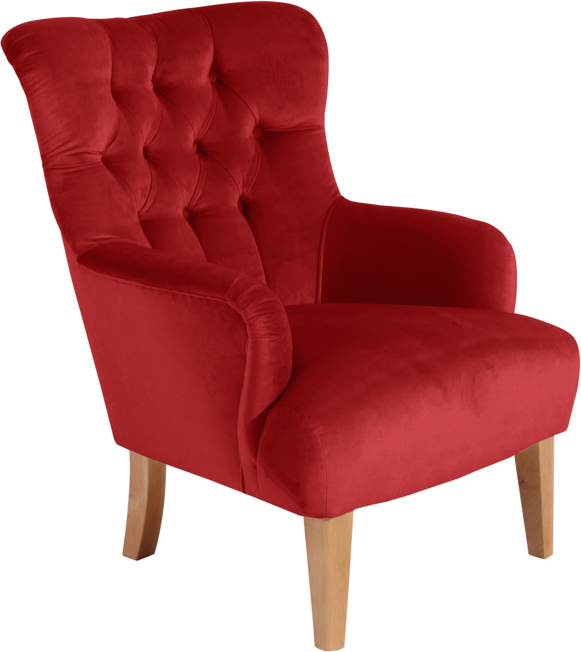 Max Winzer® Chesterfield-Sessel »Bradley, Loungesessel, Chesterfield Optik in aktuellen Farben, bequem«, hohe Rückenlehne mit edler Knopfheftung, Retro und modern, hoher Fuß