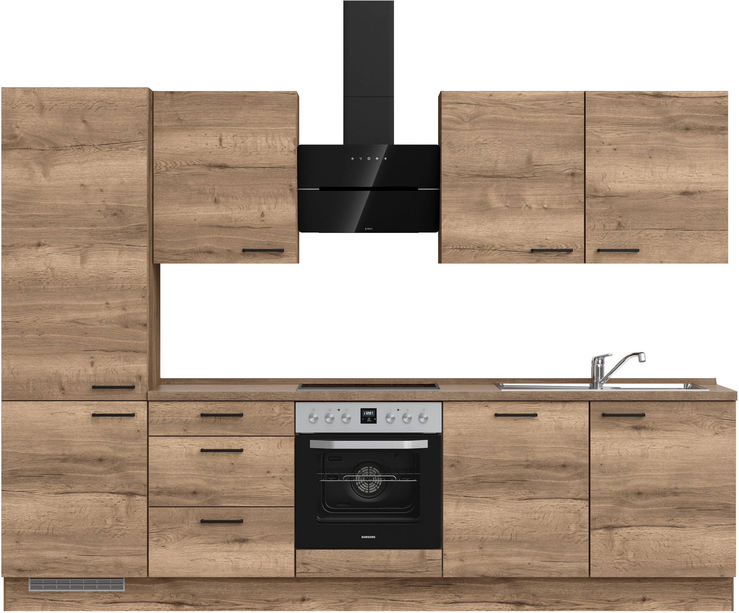 nobilia Küchenzeile ""Structura II", NEU: individuell anpassbar mit gratis Profi-Beratung" vormontiert, Breite 300 cm, Ausrichtung wählbar, wahlw. mit E-Geräten
