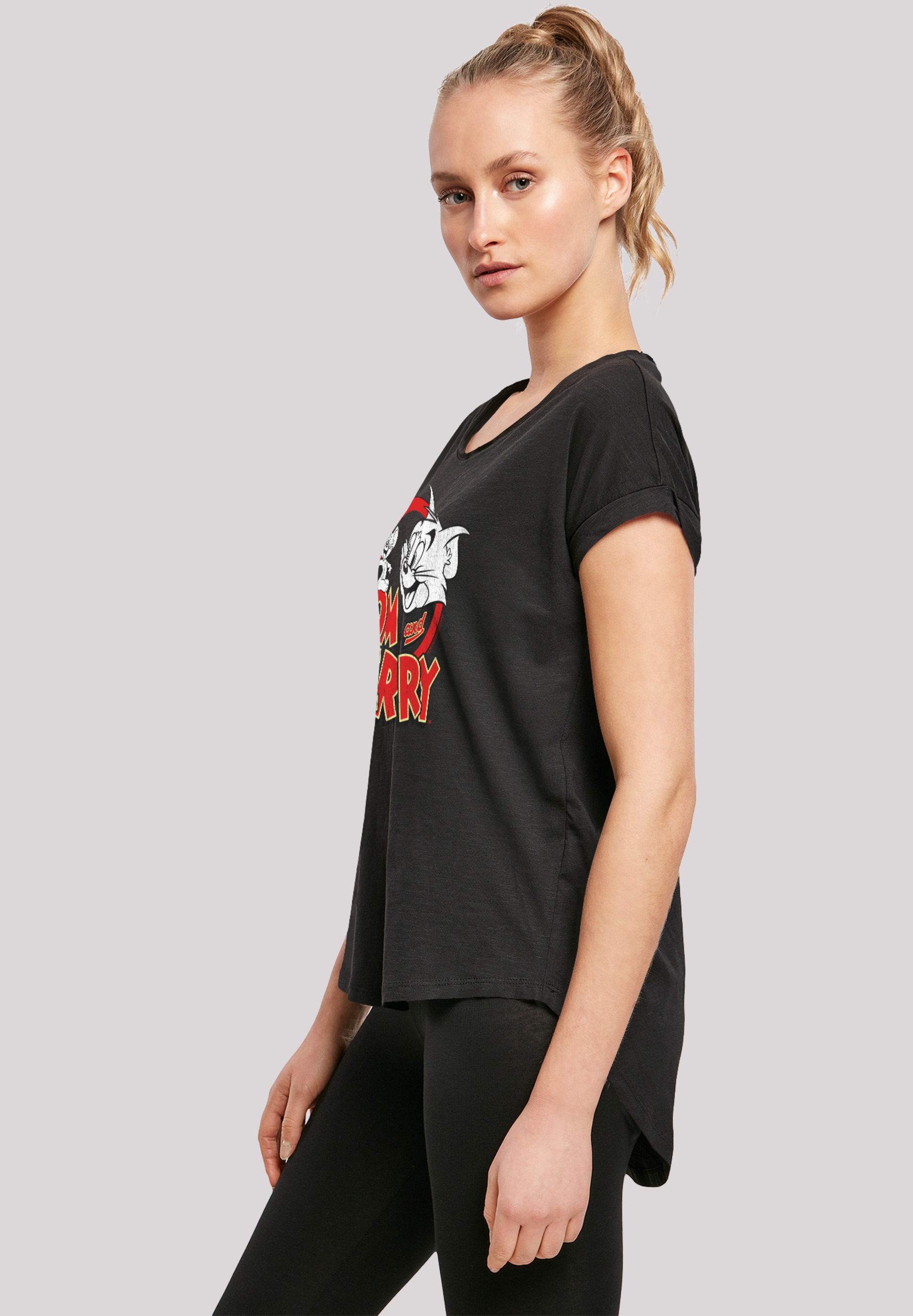 F4NT4STIC T-Shirt »Tom and Jerry TV Serie Distressed«, Damen,Premium Merch,Lang,Longshirt,Bedruckt
