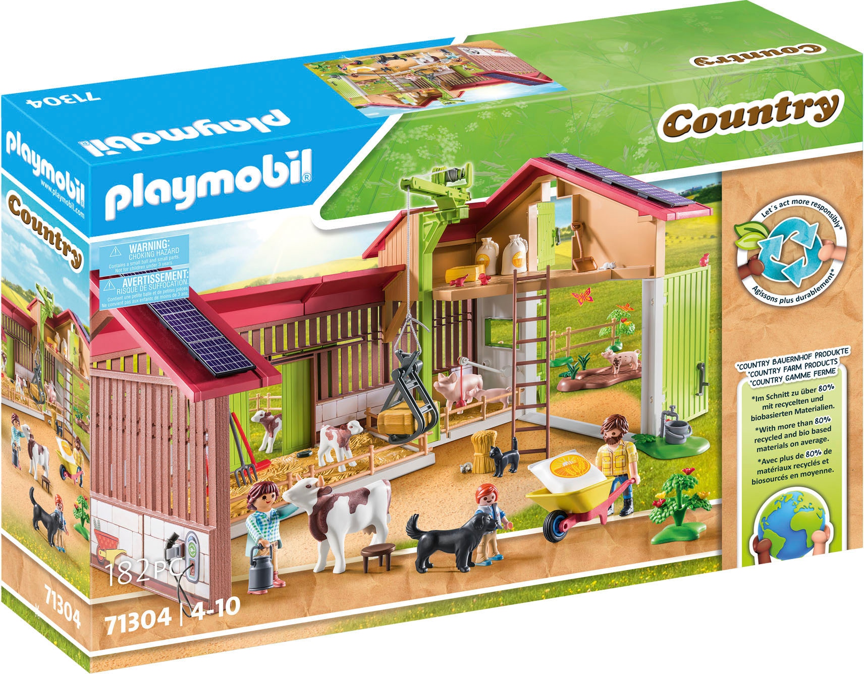 Playmobil® Konstruktions-Spielset »Großer Bauernhof (71304), Country«, (182 St.), teilweise aus recyceltem Material; Made in Germany