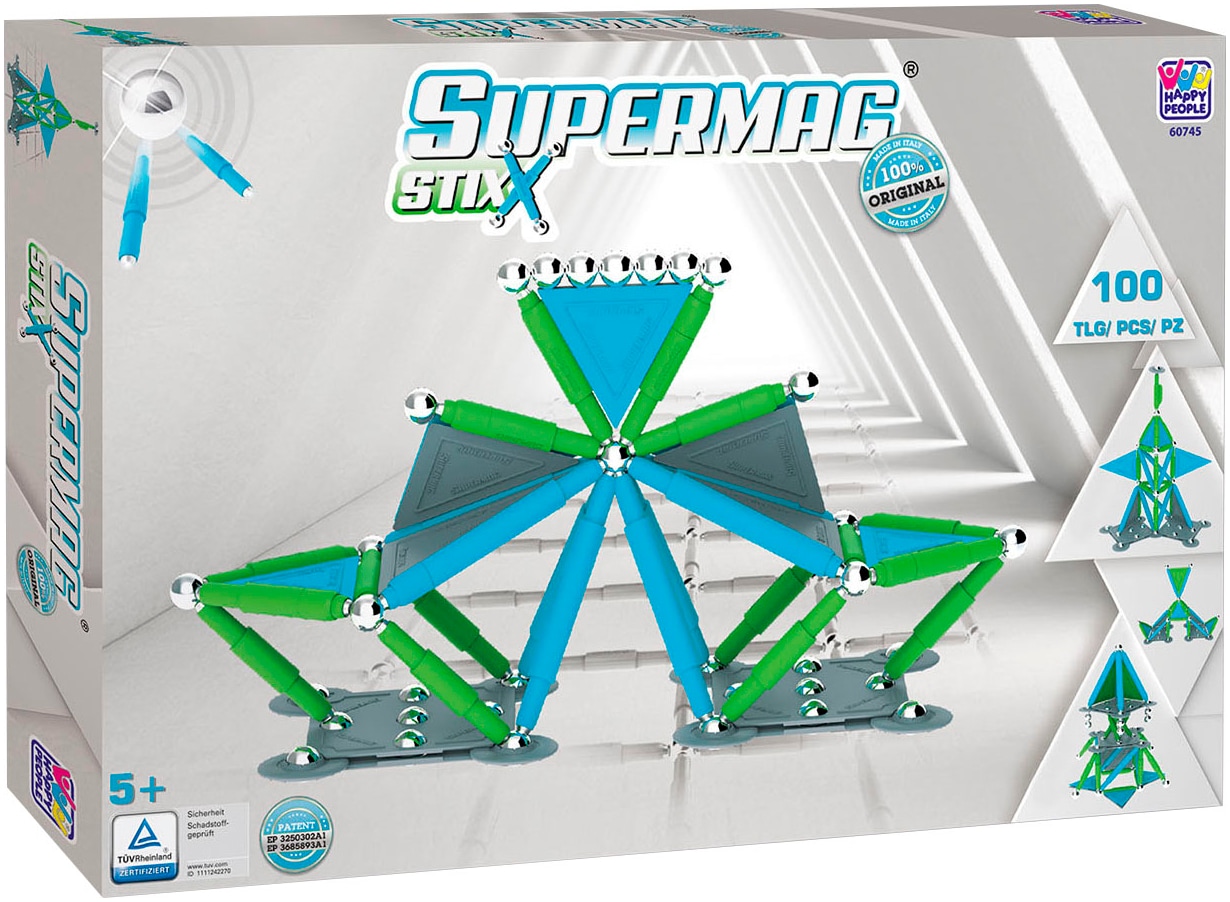 Happy People Magnetspielbausteine »Supermag Magnet Stix«, (Packung, 100 St.), Made in Europe