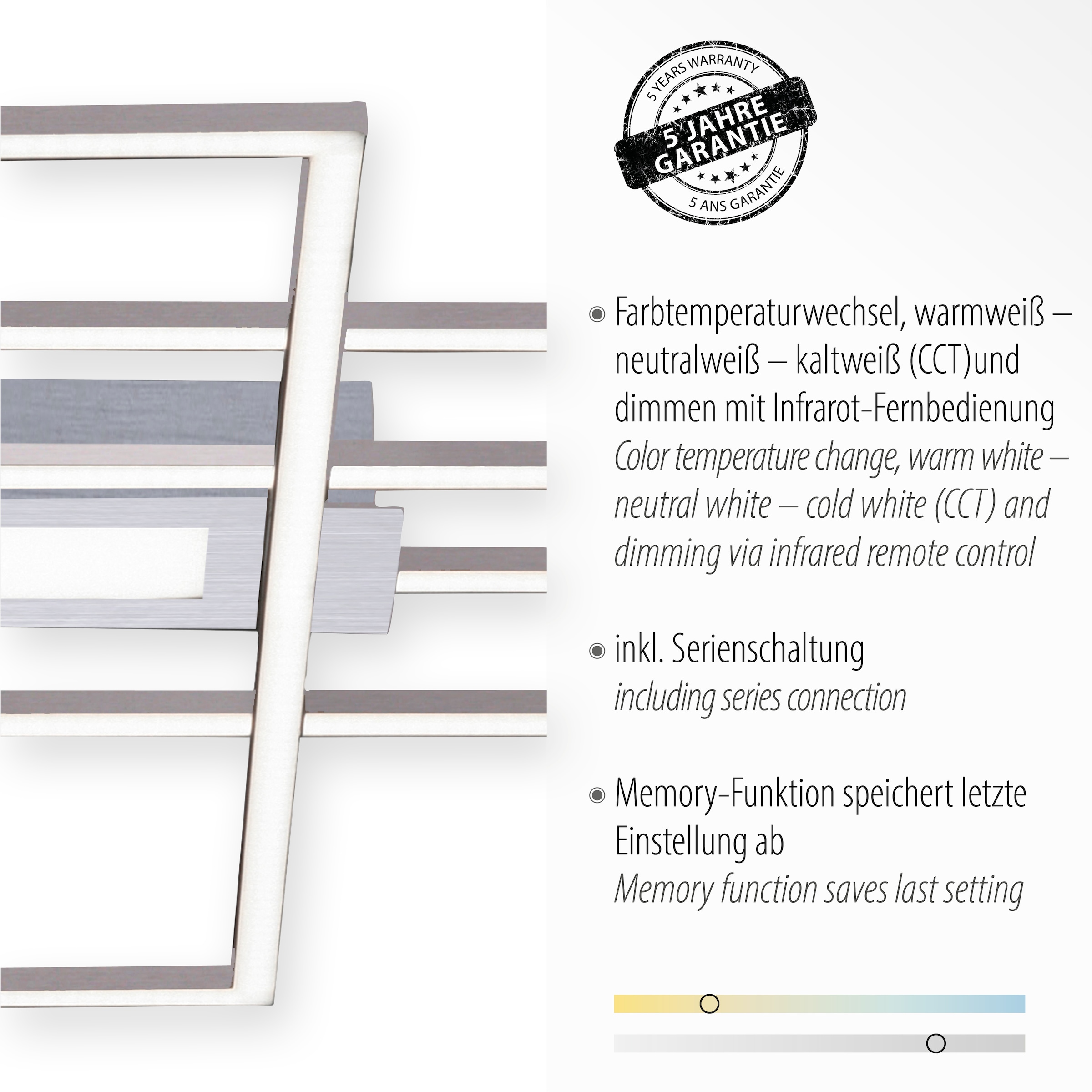 1 | LED, Infrarot flammig-flammig, Deckenleuchte dimmbar über inkl. LIGHT BAUR »ASMIN«, JUST über CCT Fernbedienung, Fernbed., -