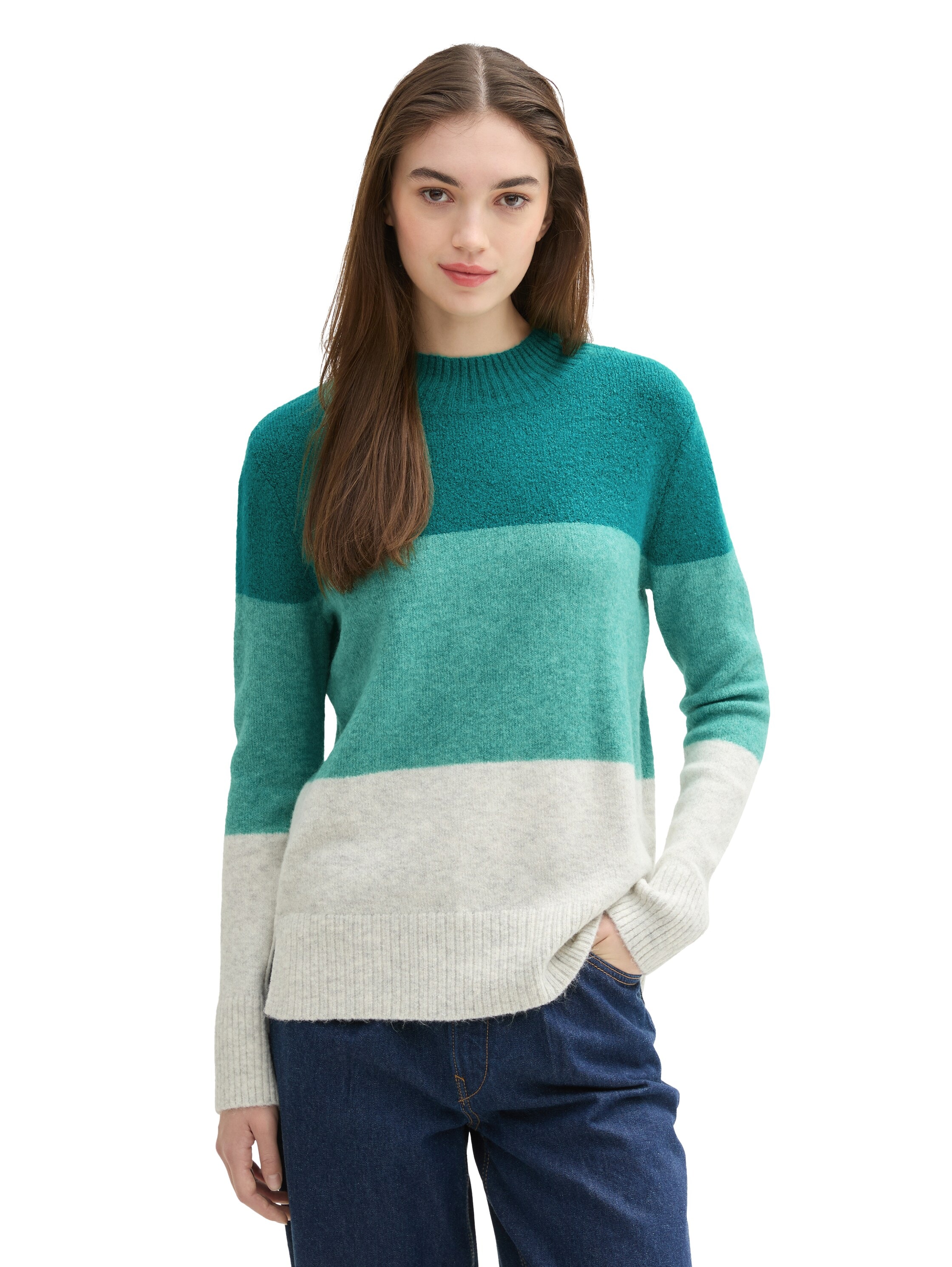 TOM TAILOR Denim Strickpullover, mit Colour Blocking