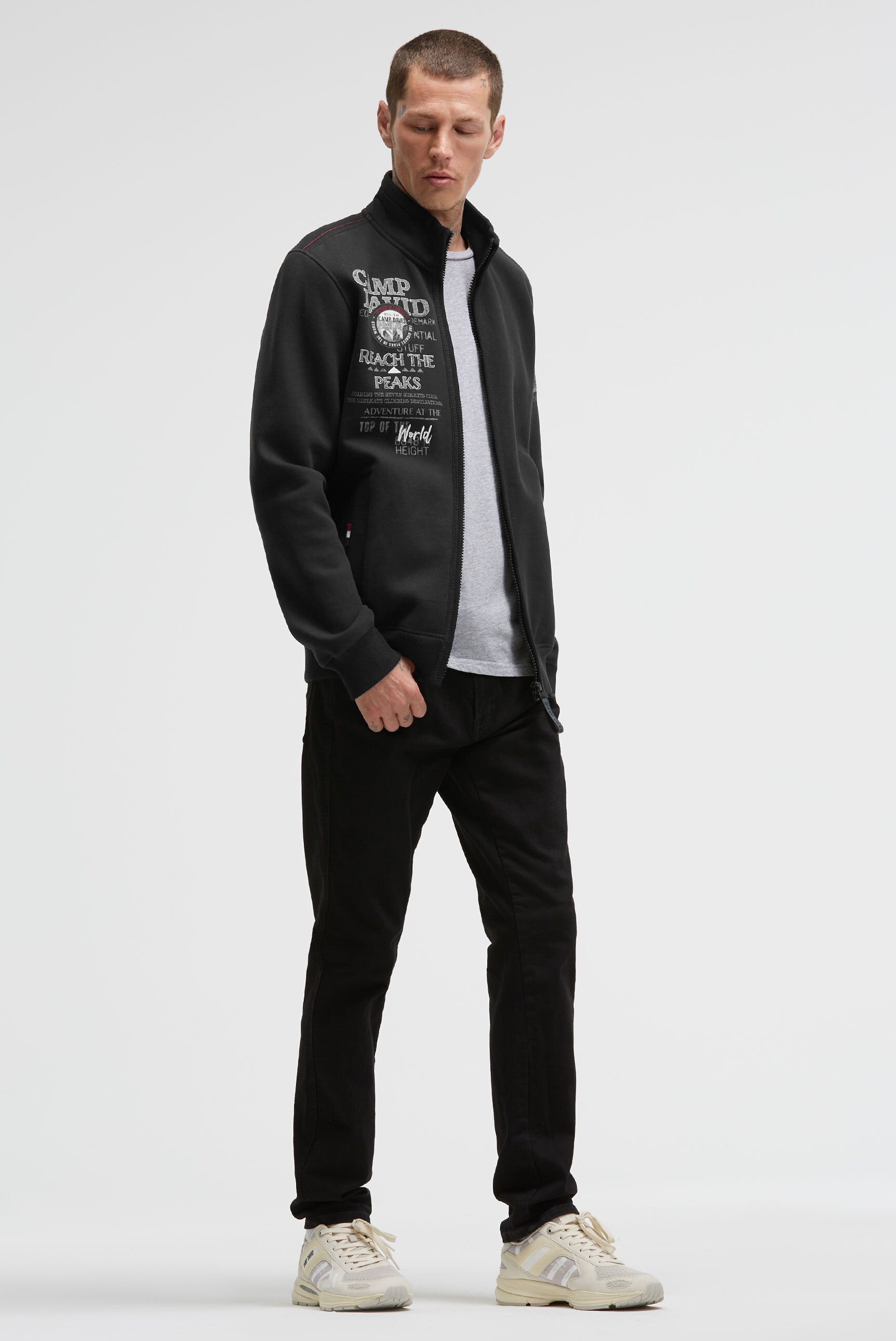 CAMP DAVID Sweatjacke mit Stehkragen