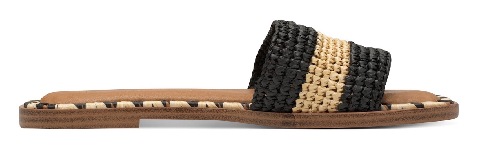 Thumbnail - Tamaris Pantolette, Blockabsatz, Sommerschuh, Strandschuh, zweifarbige Bast-Umrandung