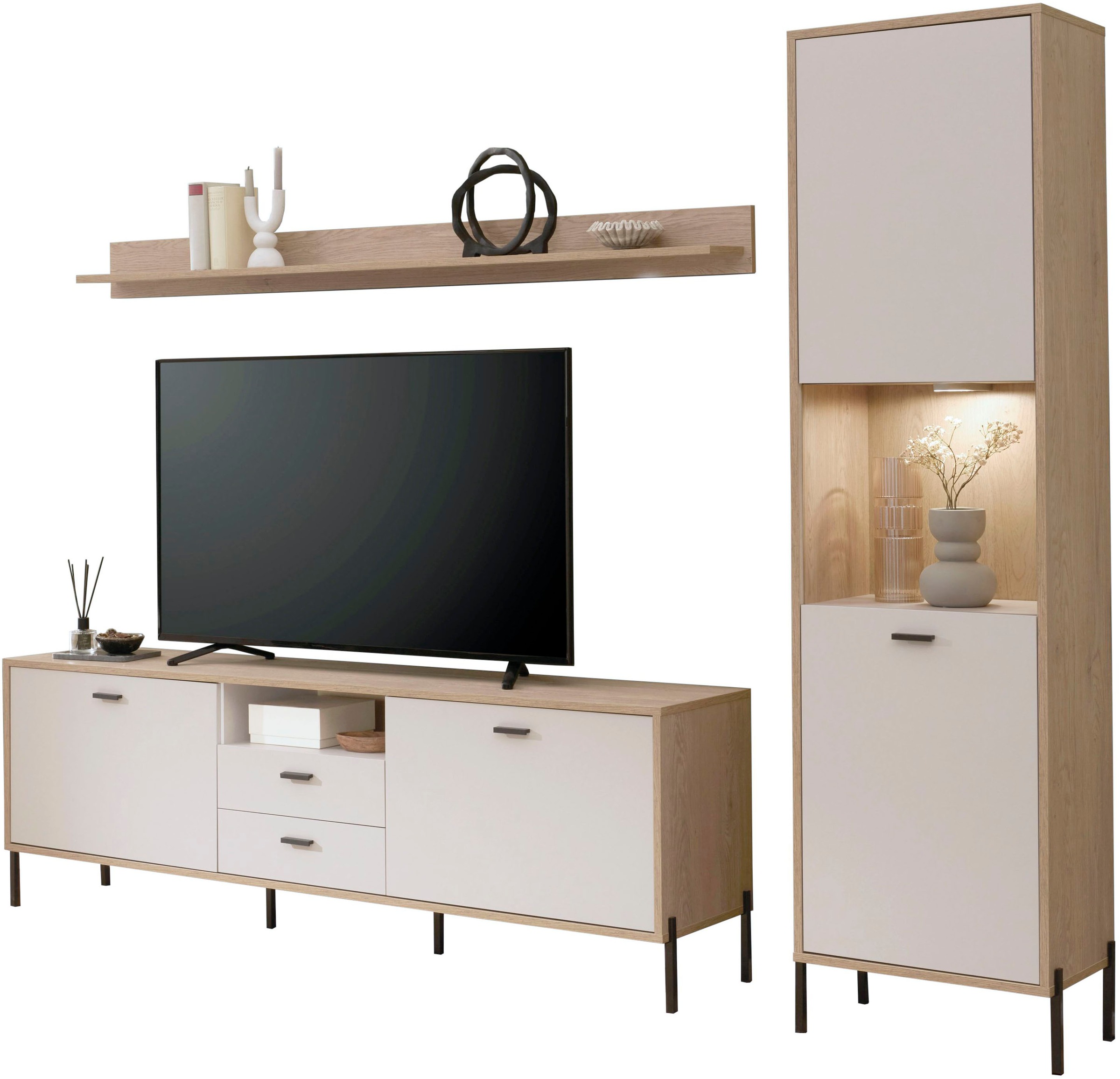 Home affaire Wohnwand »Fredericia, moderne Anbauwand, Komplettset in Kaschmir« Set, 3 Stk. tlg.