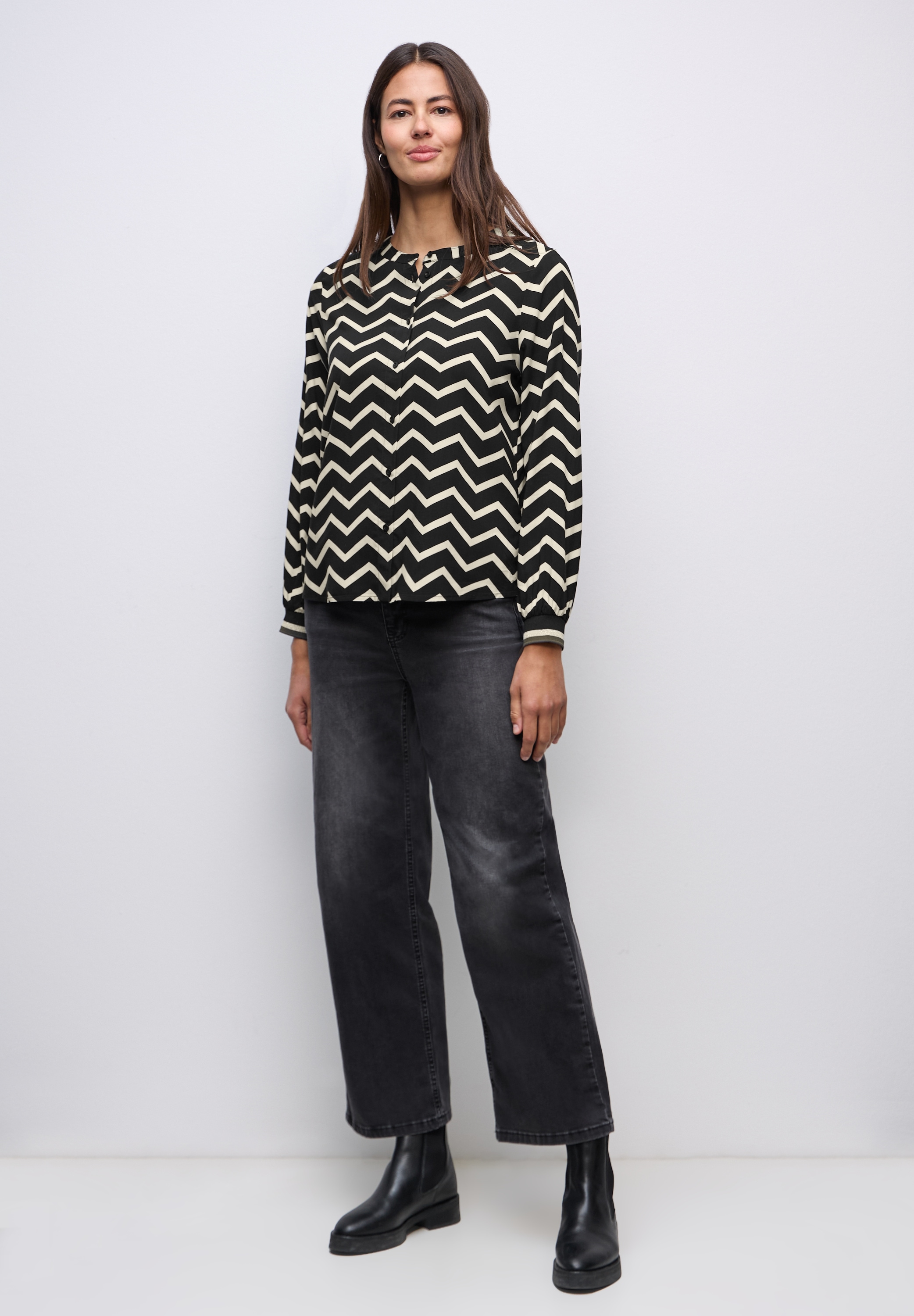 STREET ONE Langarmbluse mit Zick Zack Muster