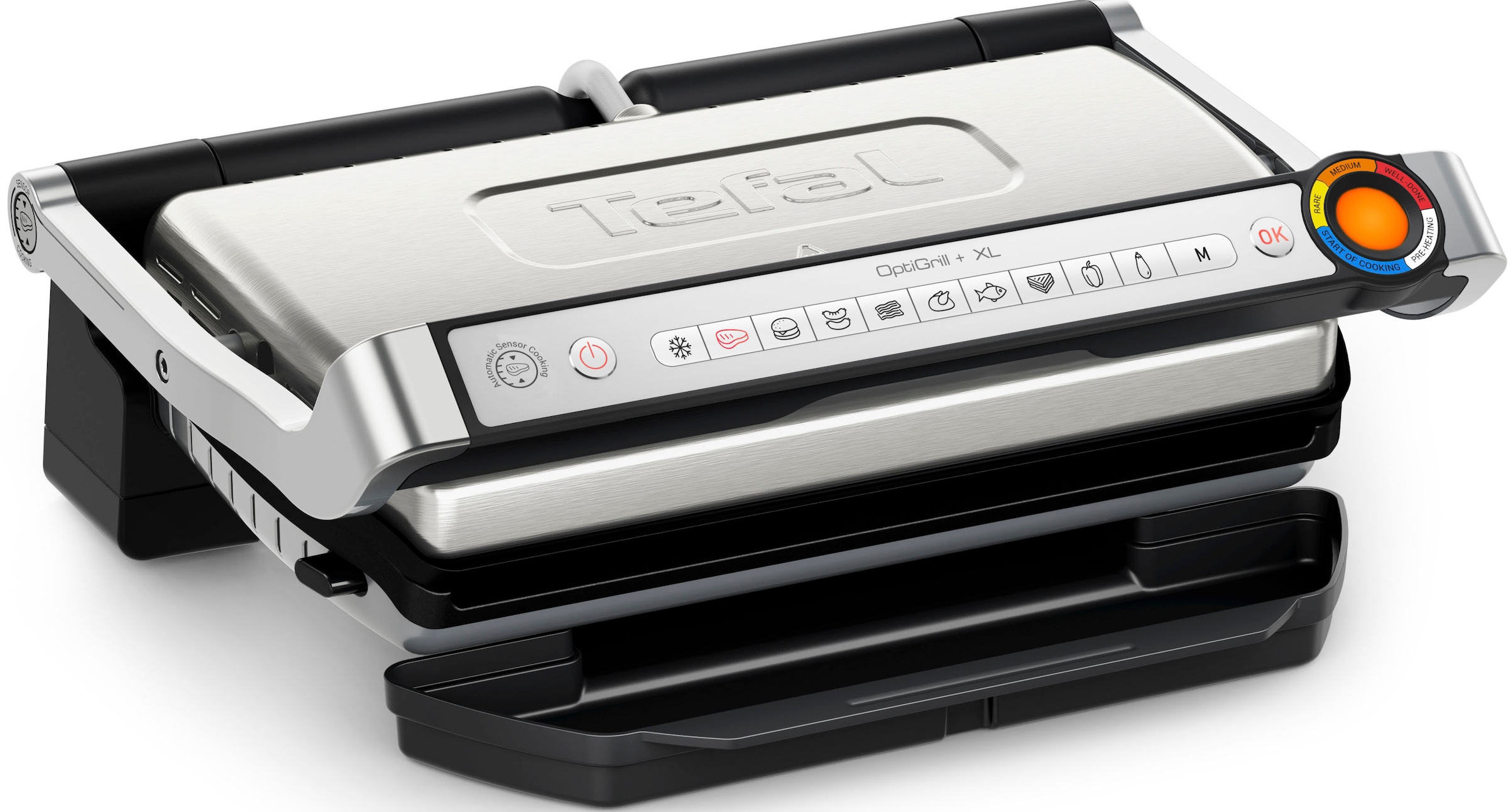 Tefal Kontaktgrill "GC727D OptiGrill+ XL", 2000 W, erneuerte Kochstufenanzeige, manuelles + 9 Automatikprogramme