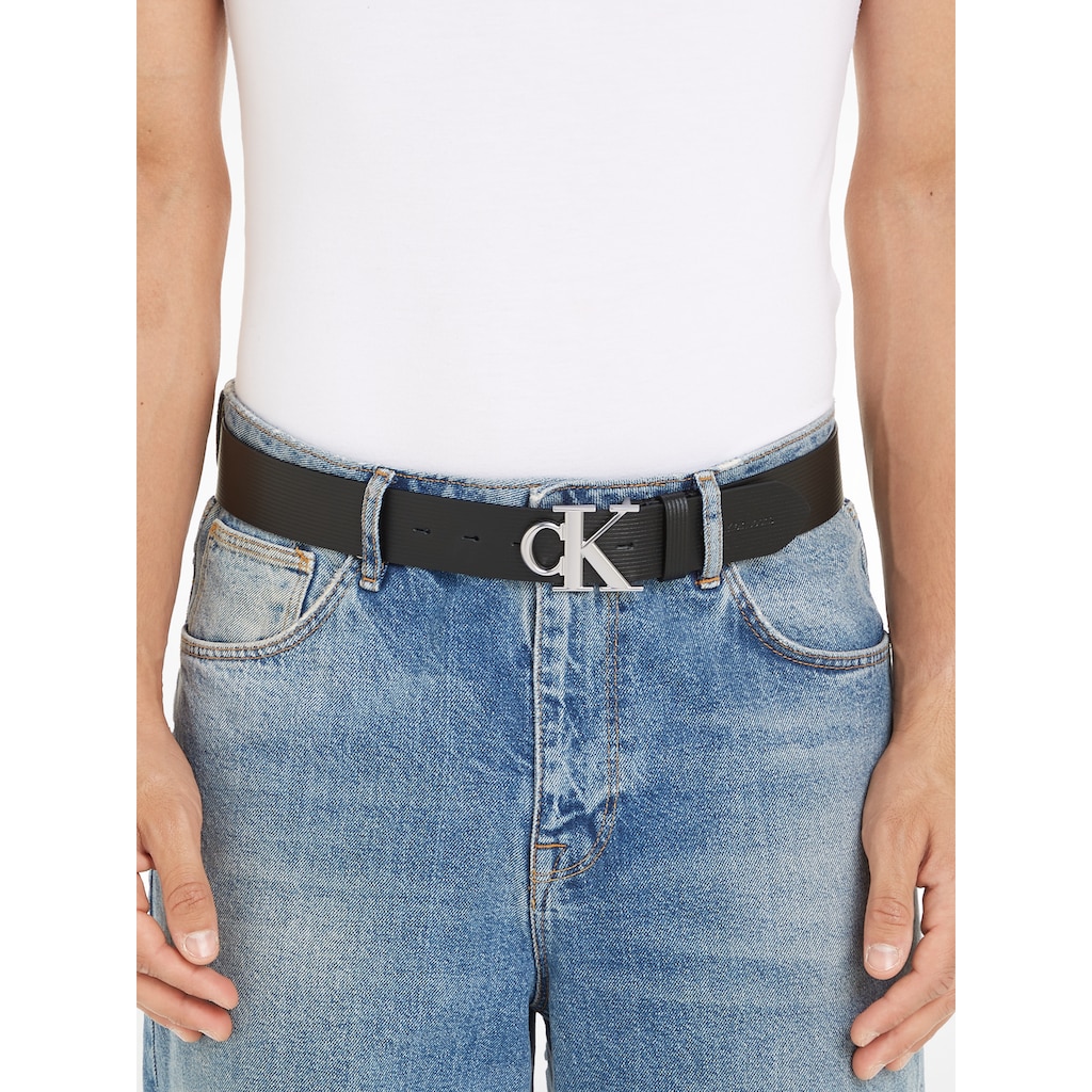 Calvin Klein Jeans Ledergürtel »ROUND MONO PLAQUE LTHR BELT 40MM«