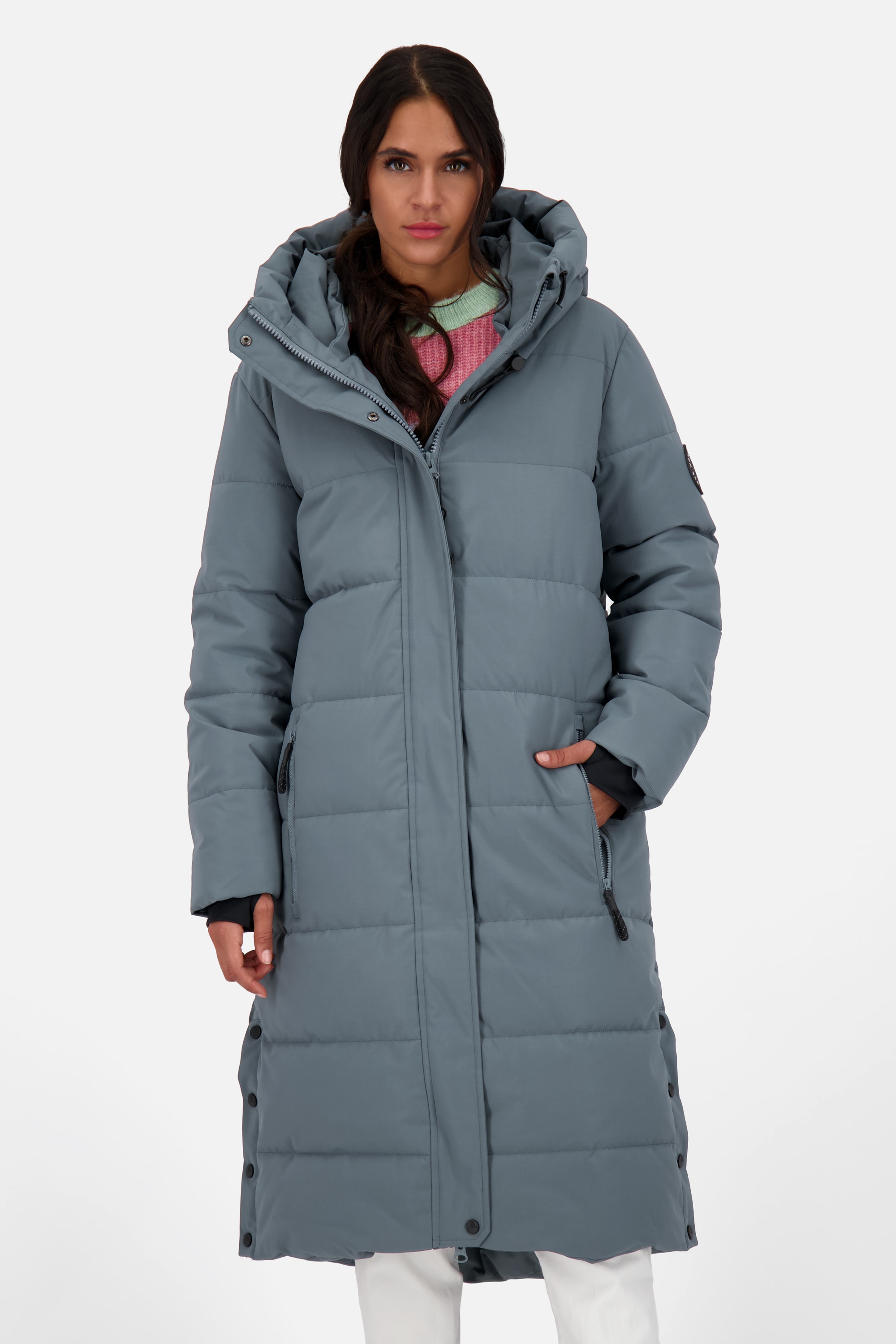 Alife & Kickin Steppjacke »Damen KatiaAK A«, mit Kapuze, Langer Wintermantel mit großer Kapuze und regulierbarer Beinfreiheit