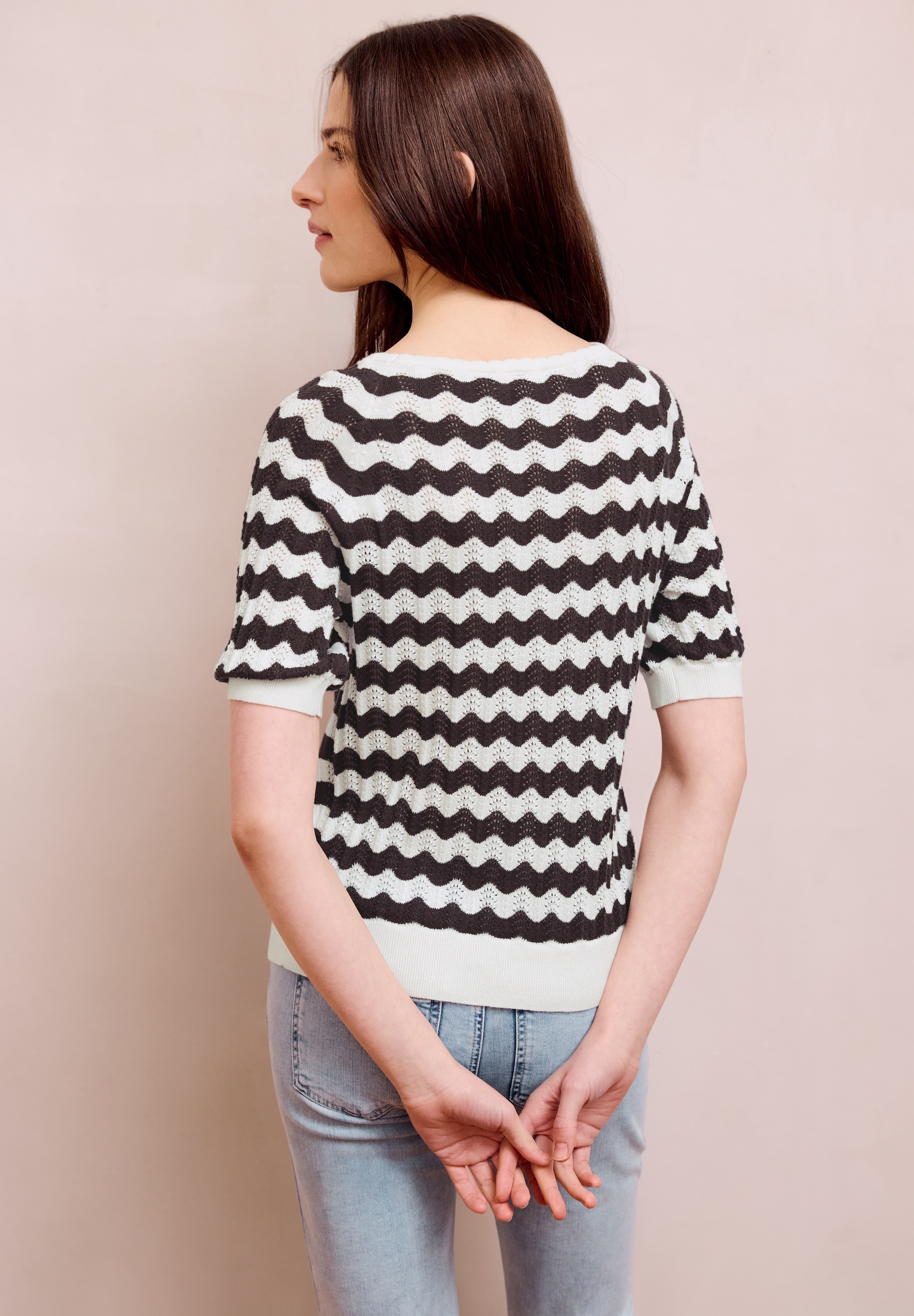 STREET ONE STUDIO Rundhalspullover mit Strick-Detail