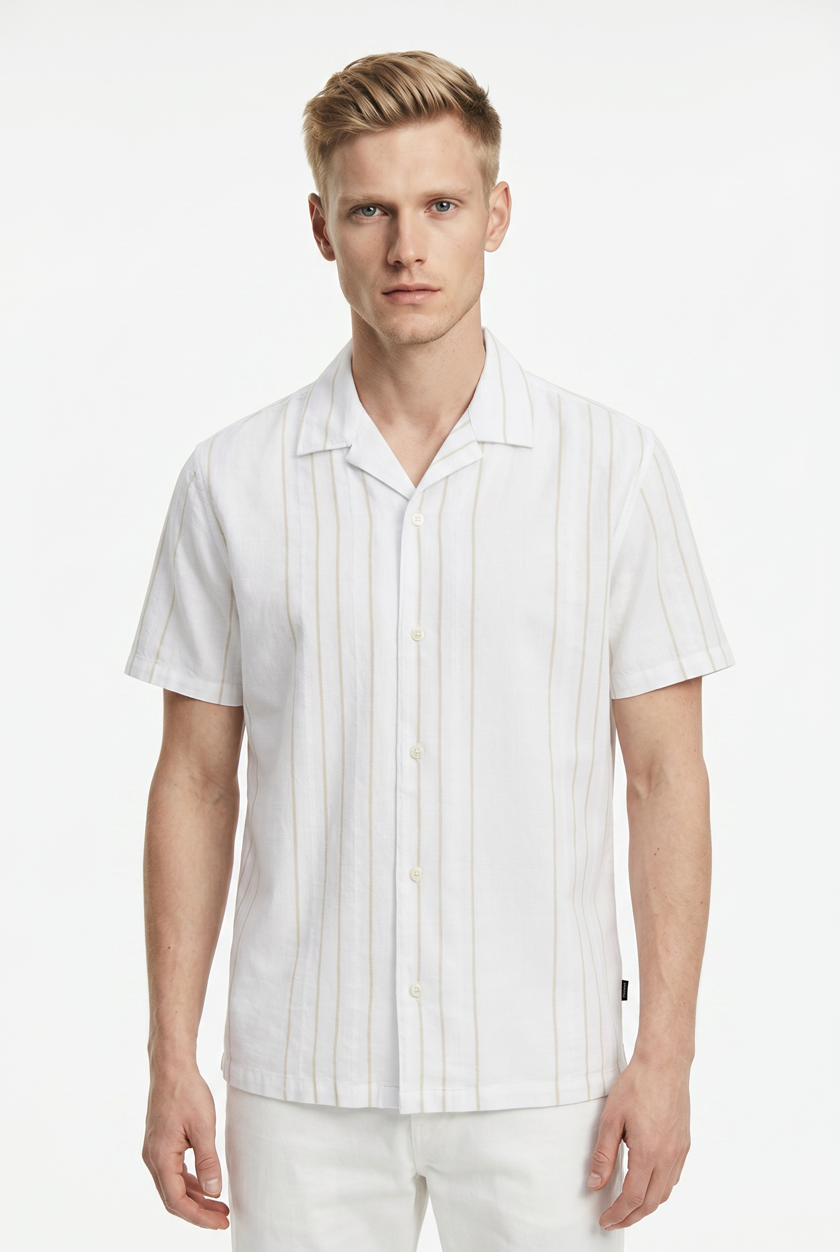 Jack & Jones Kurzarmhemd »JPRBLARIVER LINEN BL. DOBBY SS SHIRT SN« mit Resort Kragen