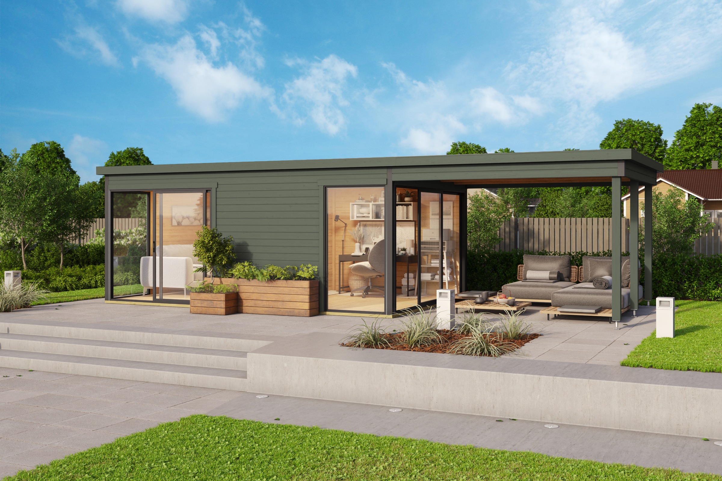 Nordic Holz Gartenhaus-Anbaudach "passend für DOMEO 3/4" günstig online kaufen