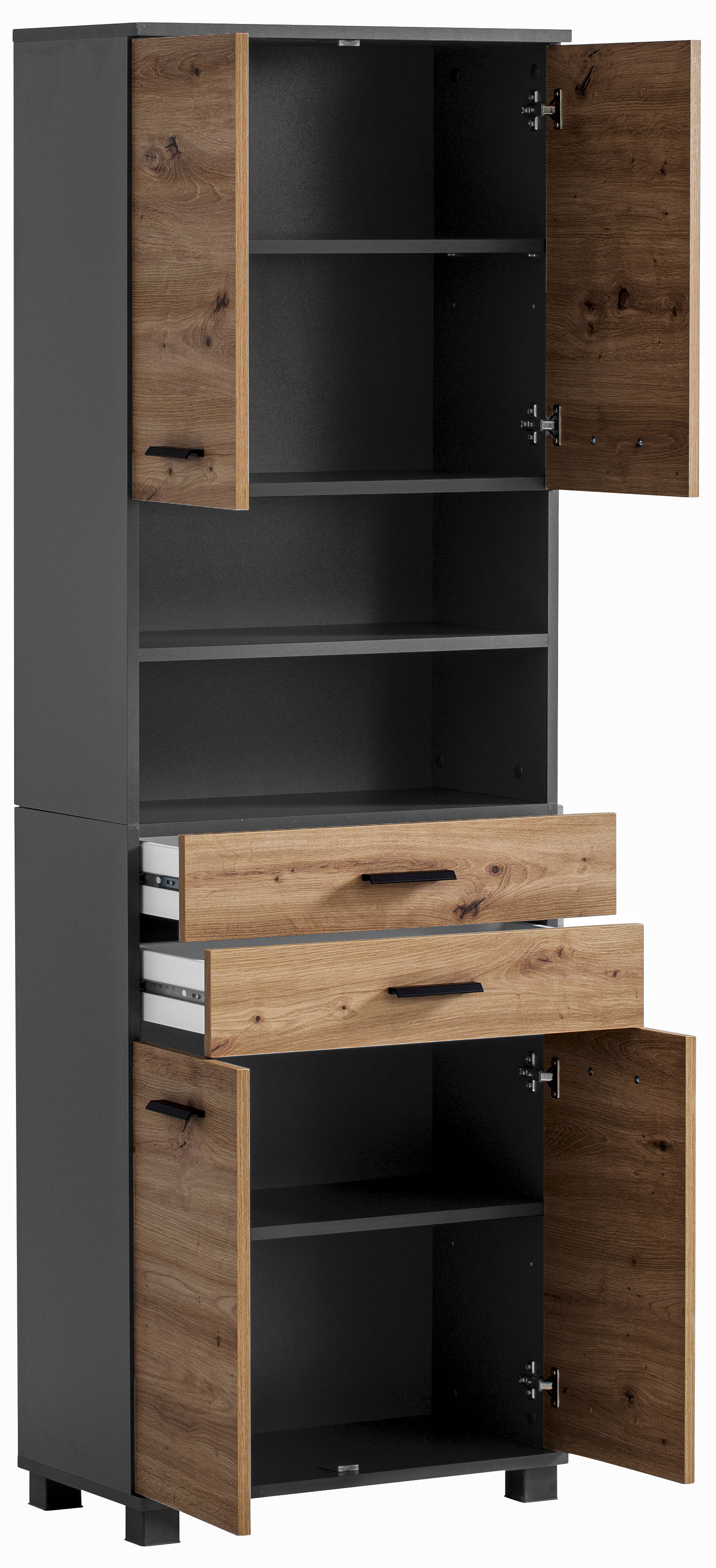 Thumbnail - welltime Hochschrank "Palermo, Made in Germany", Breite 60 cm, verstellbare Einlegeböden, Metallgriffe