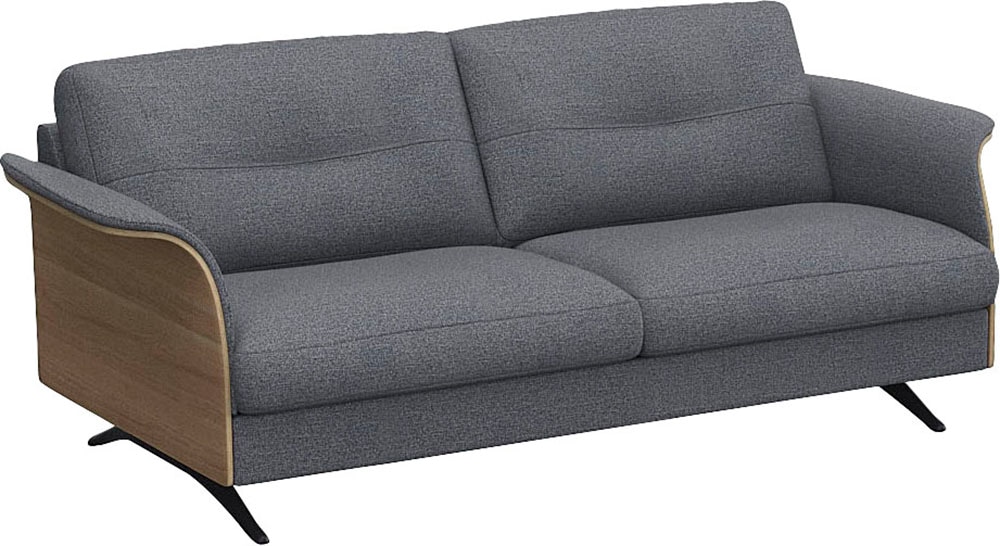 FLEXLUX 2,5-Sitzer »Glow Sofa, Couch, Premium-Sitzkomfort: Kaltschaum & Federkern« Armlehnenblende in geölter Eiche, Fuß schwarz