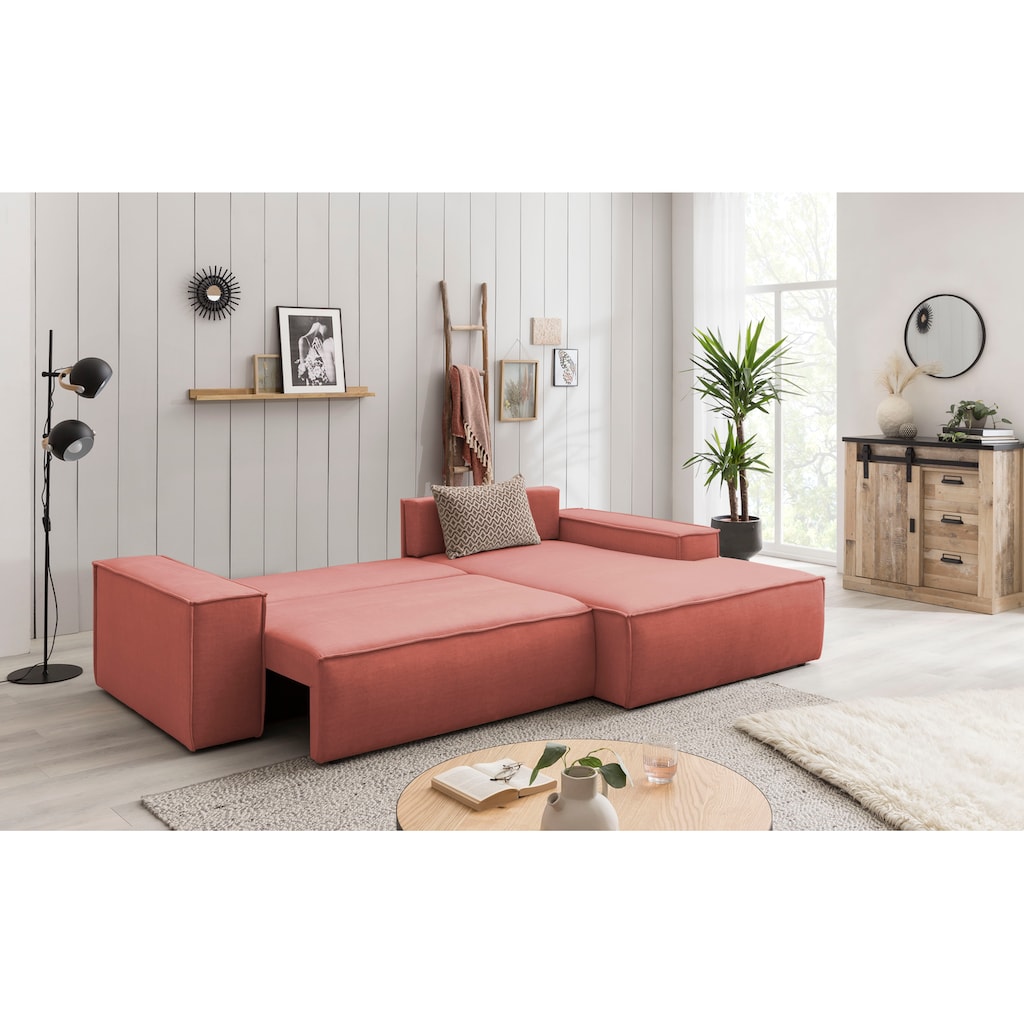 Ecksofa SHERWOOD Schlafsofa, mit Bettkasten, Cord-Bezug