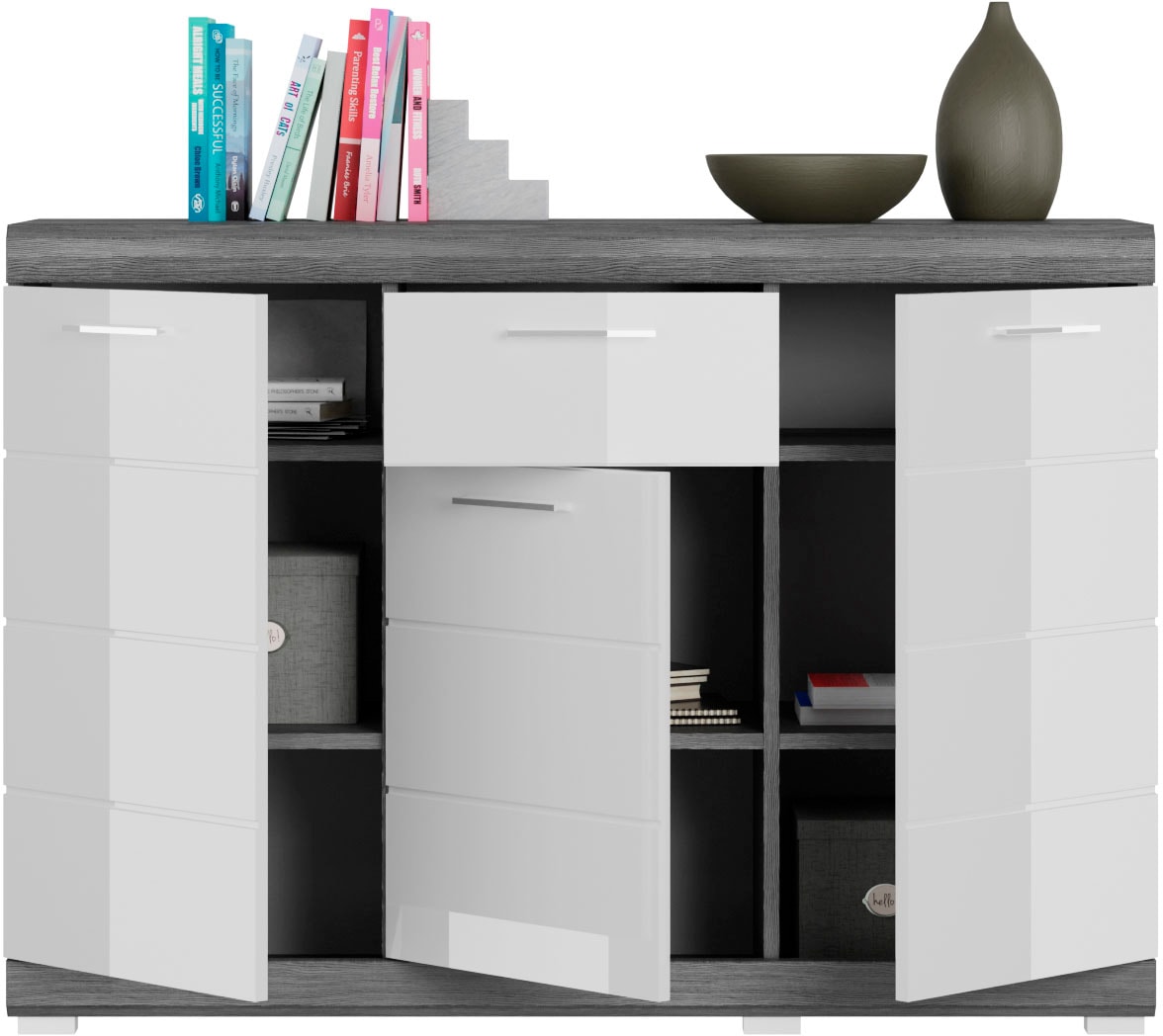 INOSIGN Kommode »Siena, Breite 120 cm, 3 Türen, 1 Schubkasten, 5 Einlegeböden, 8 Fächer«, Schuhkommode, Schuhschrank, Anrichte, Schrank, Sideboard