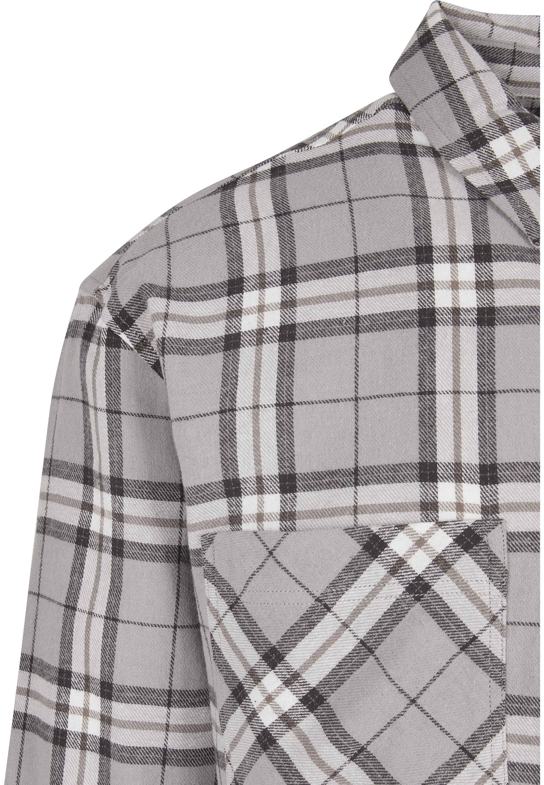 URBAN CLASSICS Kurzarmshirt »Urban Classics Herren Long Oversized Grey Check Shirt« 1 Stk.