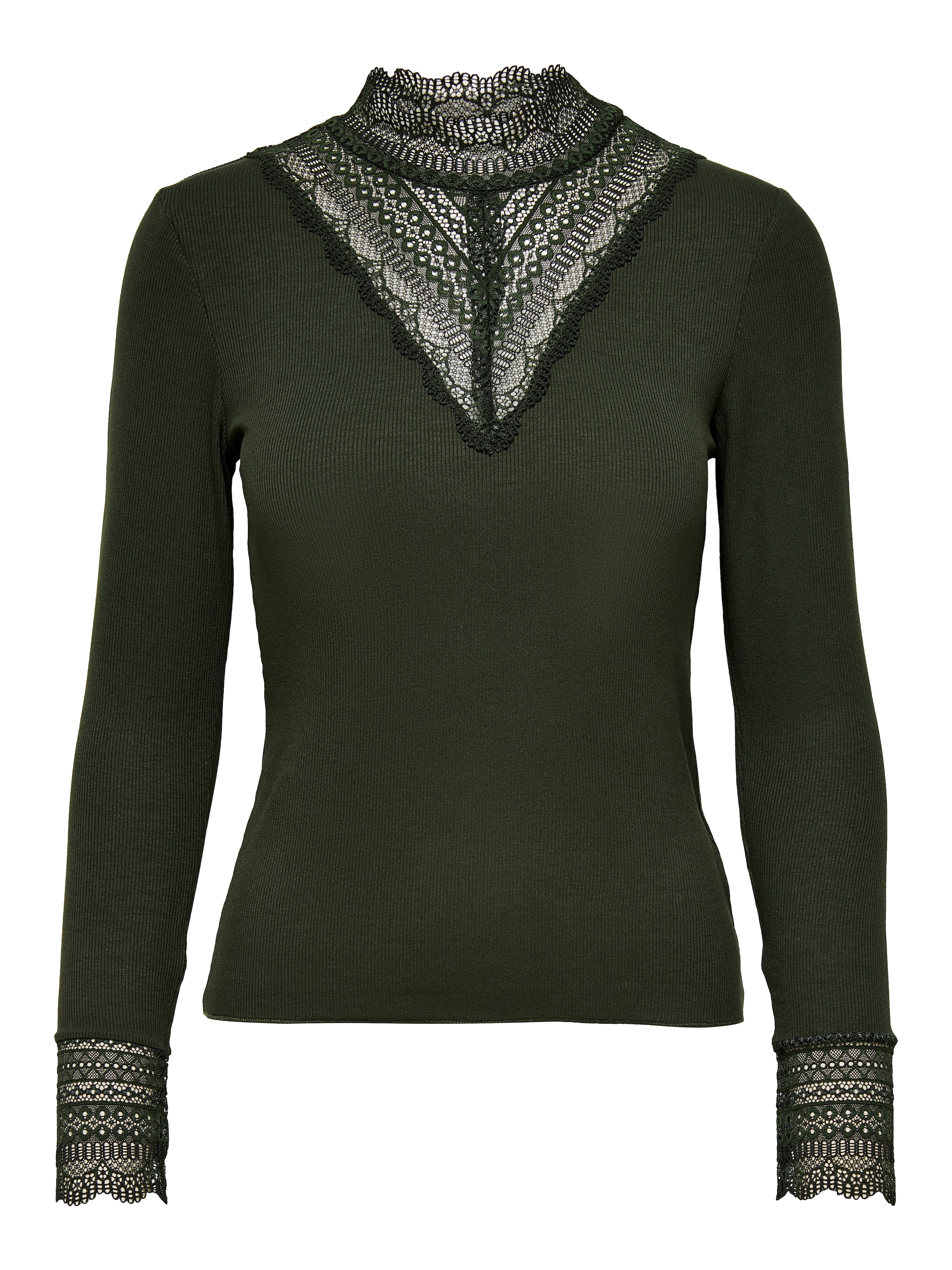 ONLY Spitzenshirt »ONLTILDE L/S HIGH NECK LACE TOP JRS«