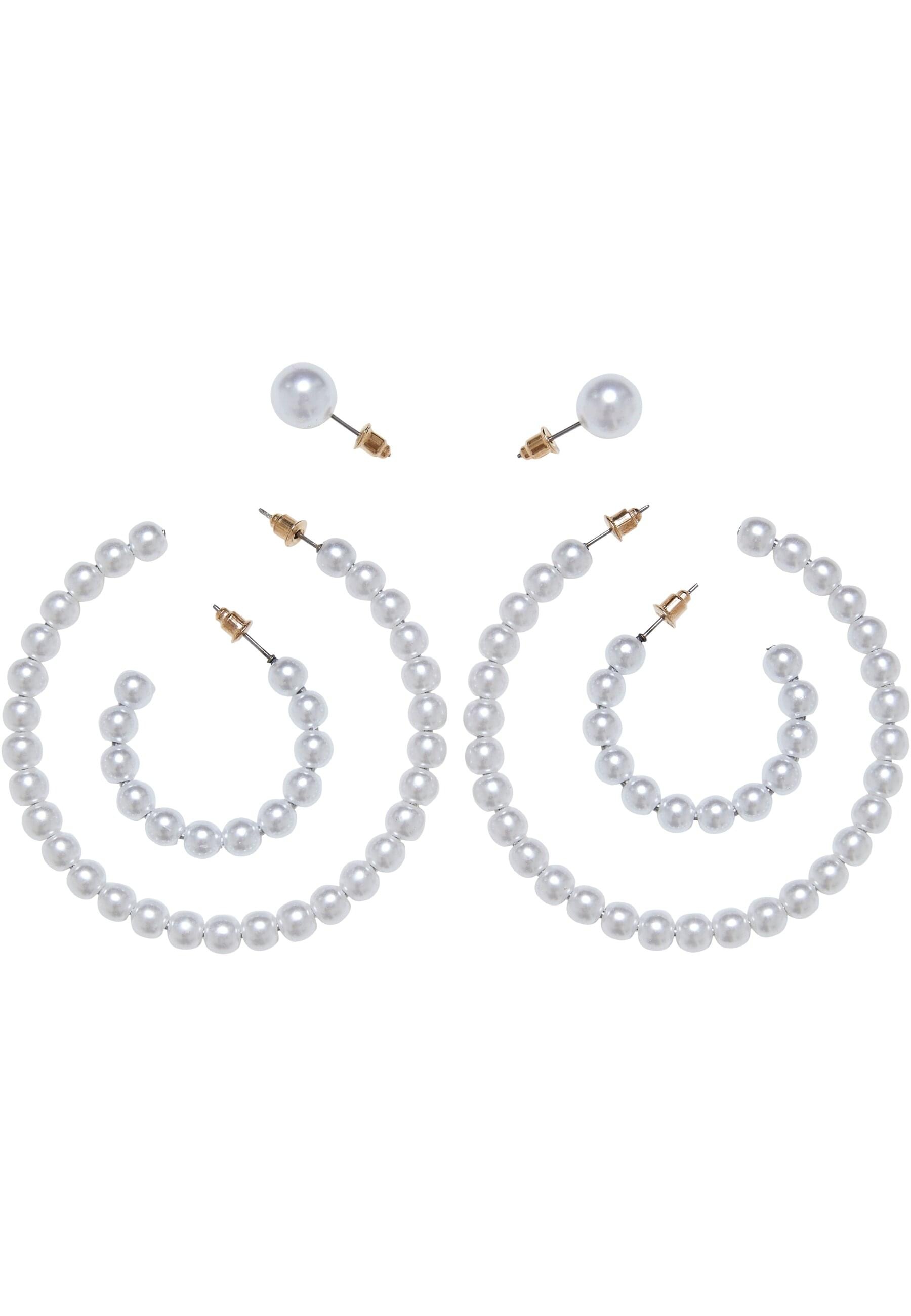 URBAN CLASSICS Schmuckset "Urban Classics Unisex Pearl Hoop Earring 3-Pack", (1 tlg.)