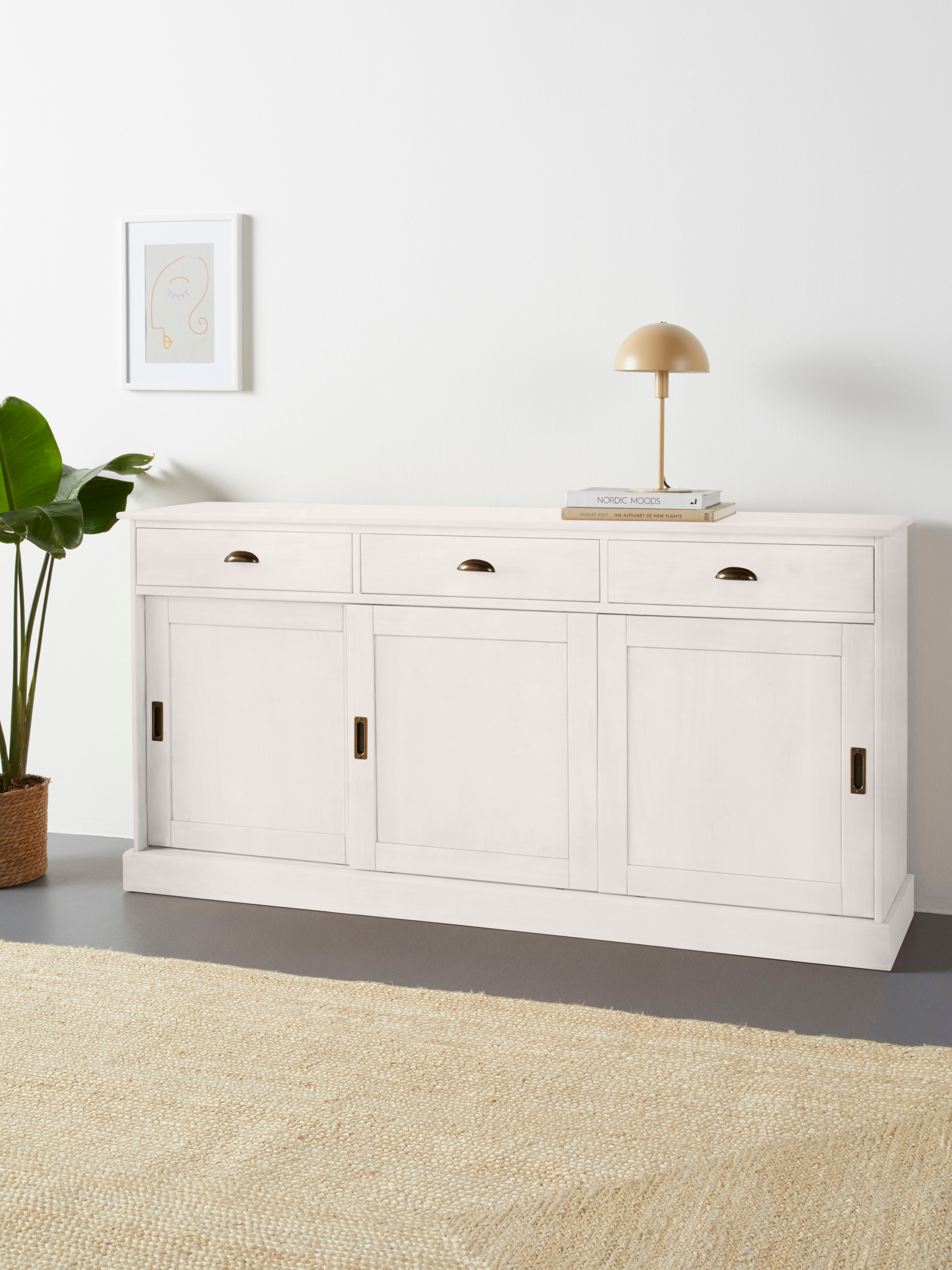OTTO home Sideboard "Schröder" Kommode, 3 Schiebetüren, 3 Schubkasten, aus massivem Kiefernholz