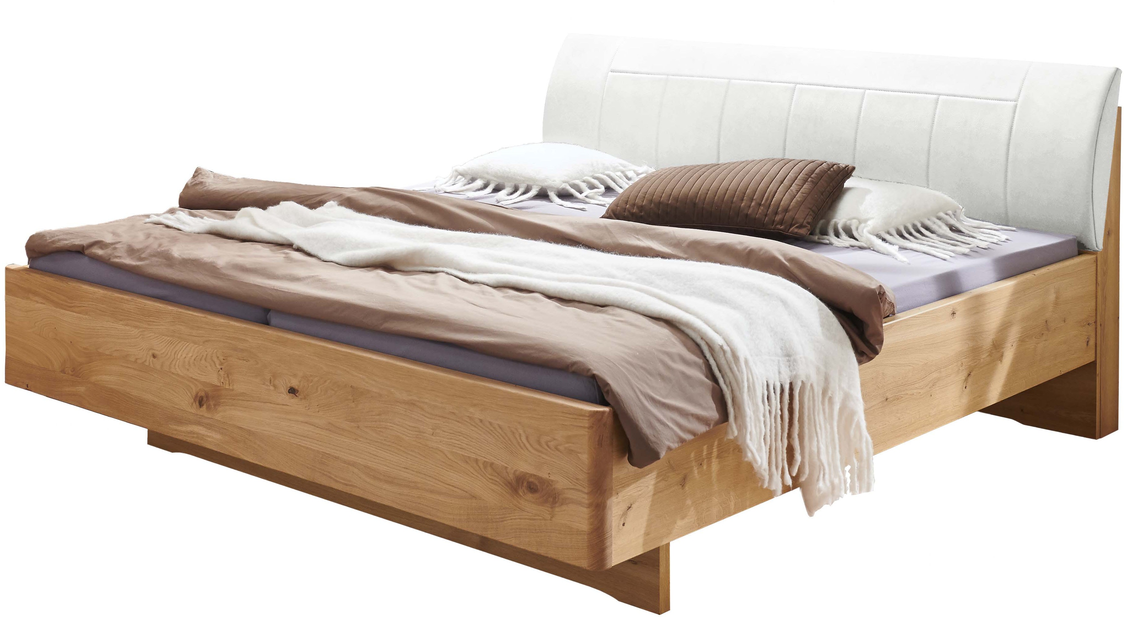 WIEMANN "Cardiff, Bettgestell, Bettrahmen, teilmassiv, mit Polsterkopfteil" Belastbarkeit 110/220 Kg, 4-fache höhenverstellbar, MADE IN GERMANY, Fußteil aus Massivholz, verschiedene Größen