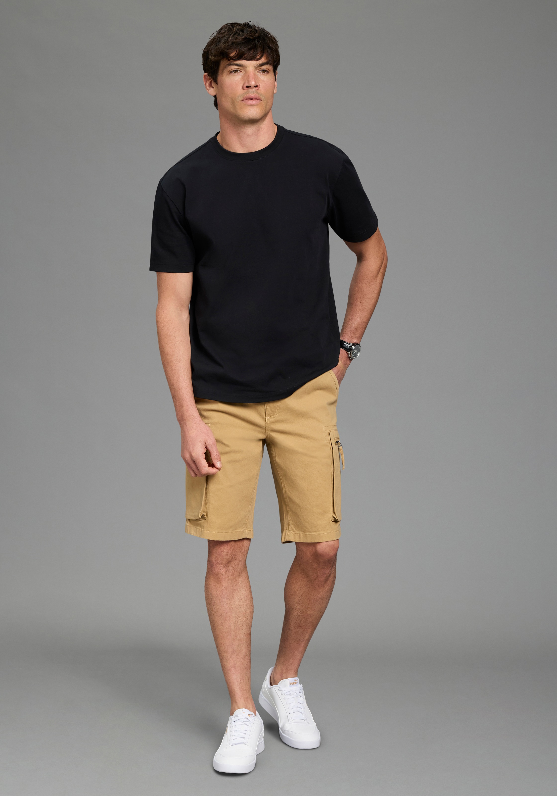 Bruno Banani Cargoshorts  Cargohose mit geradem Bein, mit Bindeband am Bund